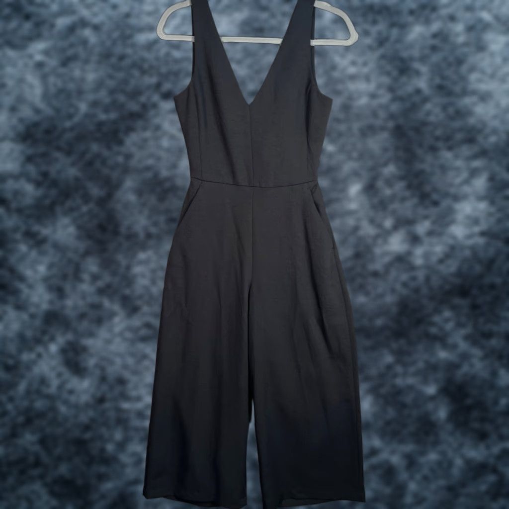 Vintage Wilfred Womens Jumpsuit Black V-Neck Sleeveless Wide-Leg Adult 2 Pattern: Solid Size 26" / US 2 / IT 38 - 1 Thumbnail