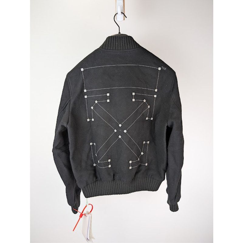 Off-White o1rshd1 Virgil Abloh Arrows Varsity Jacket in Black / White Size US M / EU 48-50 / 2 - 13 Thumbnail