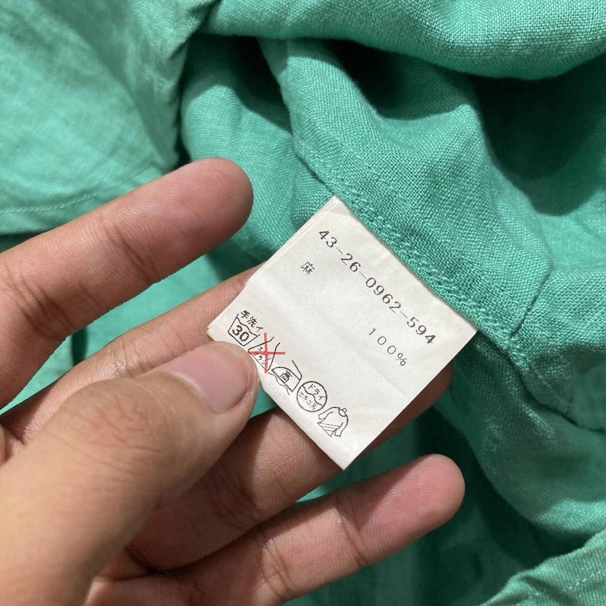 Japanese Brand 2000s Beams Heart Collar Overhead Linen Shirt Green Designer Size M / US 6-8 / IT 42-44 - 18 Thumbnail