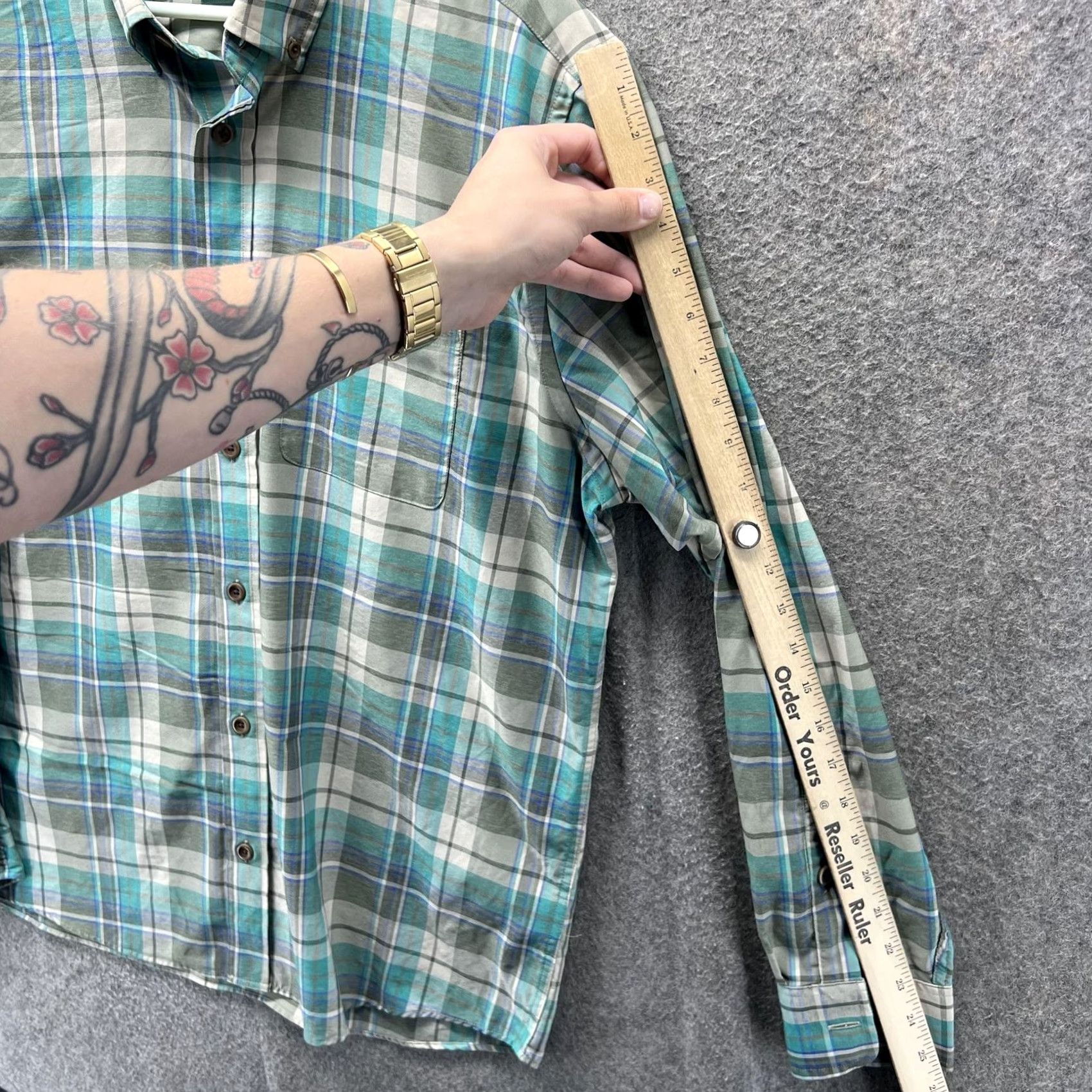 Orvis Orvis Shirt Mens Large Green Plaid Active Fit Nylon Polyester Long Sleeve Casual Button-Up Shirt Size US L / EU 52-54 / 3 - 5 Thumbnail