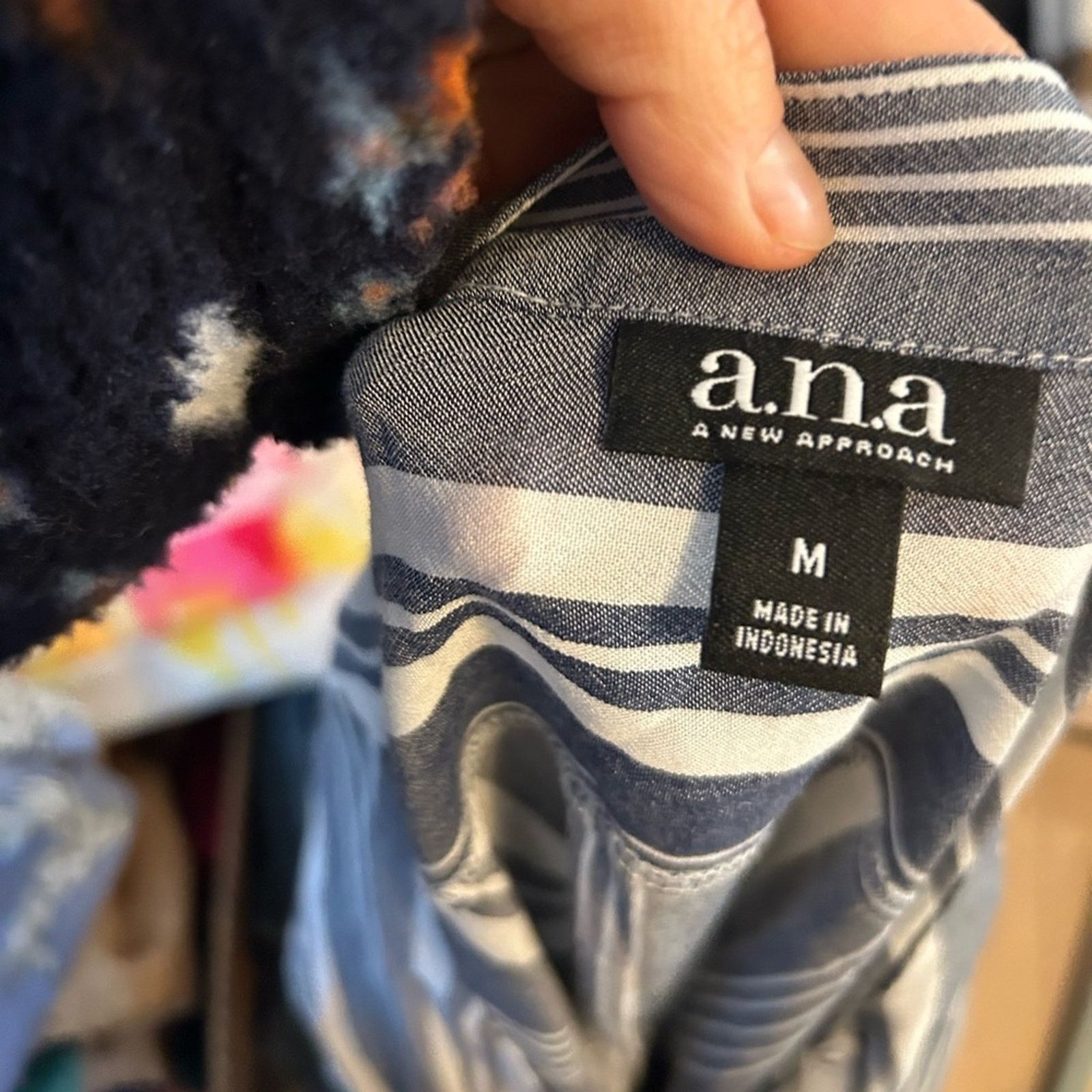 Other A.N.A Blue Striped Drape Blouse Size M / US 6-8 / IT 42-44 - 4 Thumbnail