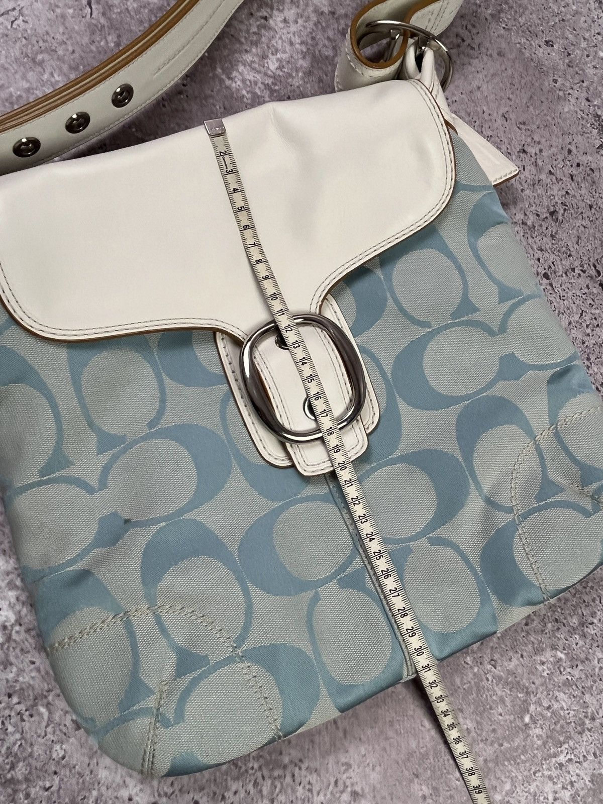 Coach Coach Blue Canvas Shoulder Bag Y2K Vintage Leather Trim Size ONE SIZE - 15 Thumbnail