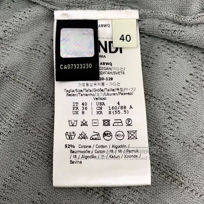 Fendi Fendi Gray logo jacquard full print cotton V-neck long sle Size XS / US 0-2 / IT 36-38 - 6 Thumbnail