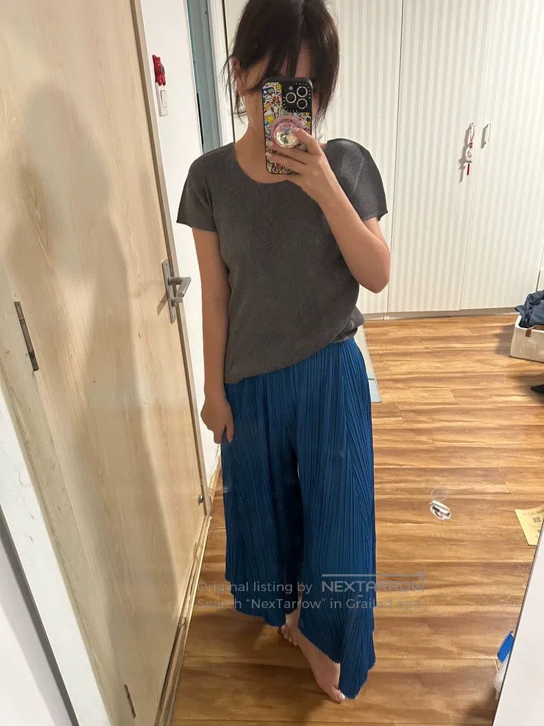 Issey Miyake Issey Miyake size:3 Blue Pleated Wide-leg Trousers Size 42" / US 20 - 3 Thumbnail