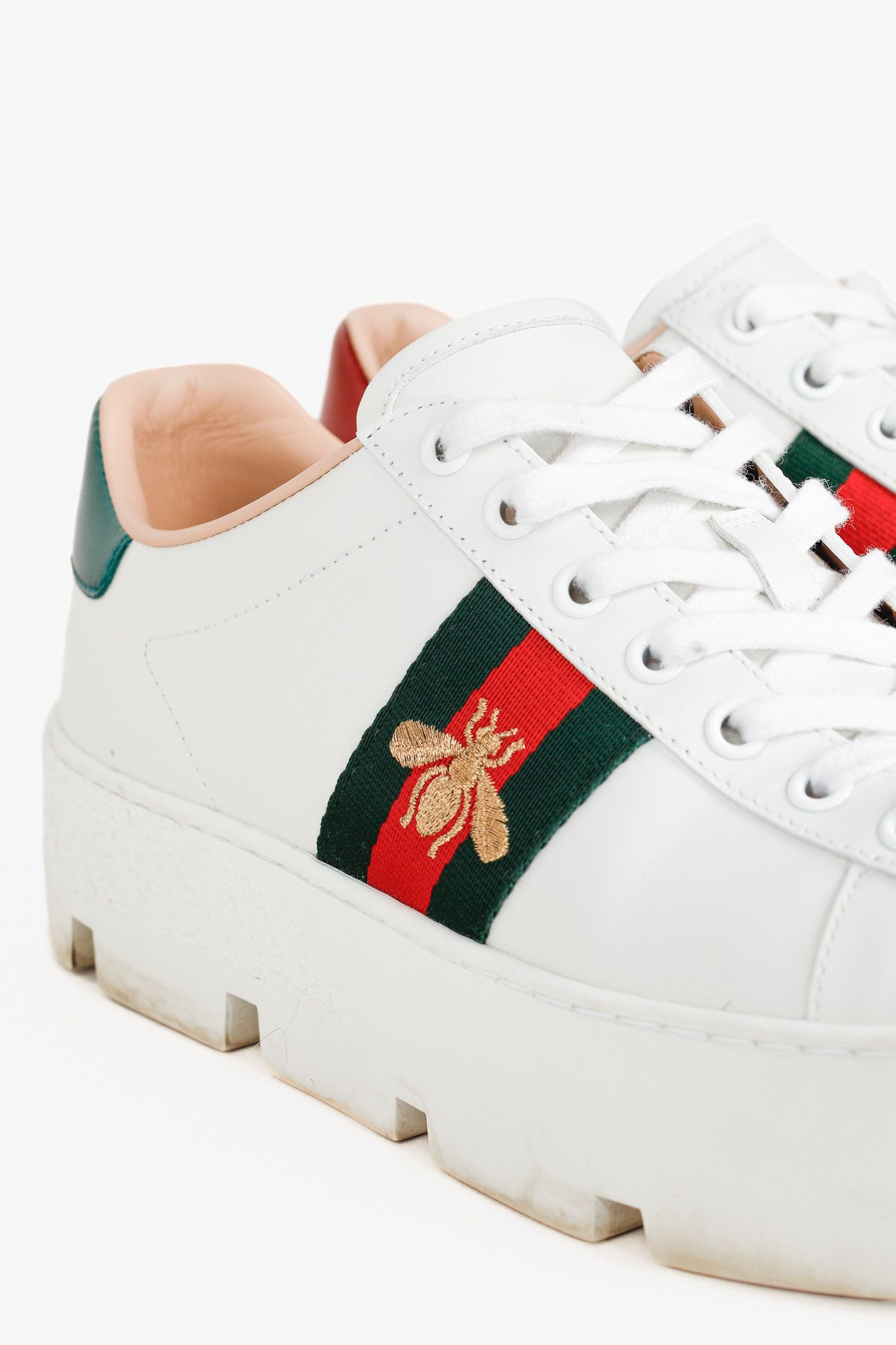 Gucci Gucci Ace White Leather Platform Sneakers Size US 7 / IT 37 - 7 Thumbnail