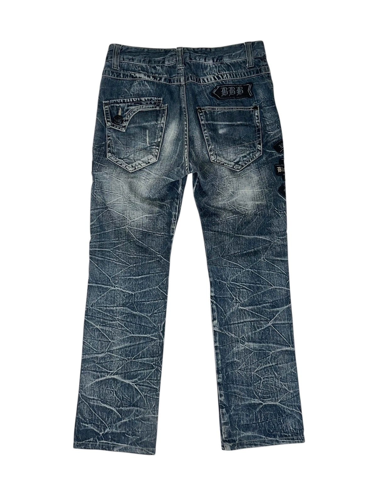 Japanese Brand Japan Brand Blow By Blue Stone Wash Patches Denim Jeans Size US 33 - 2 Thumbnail