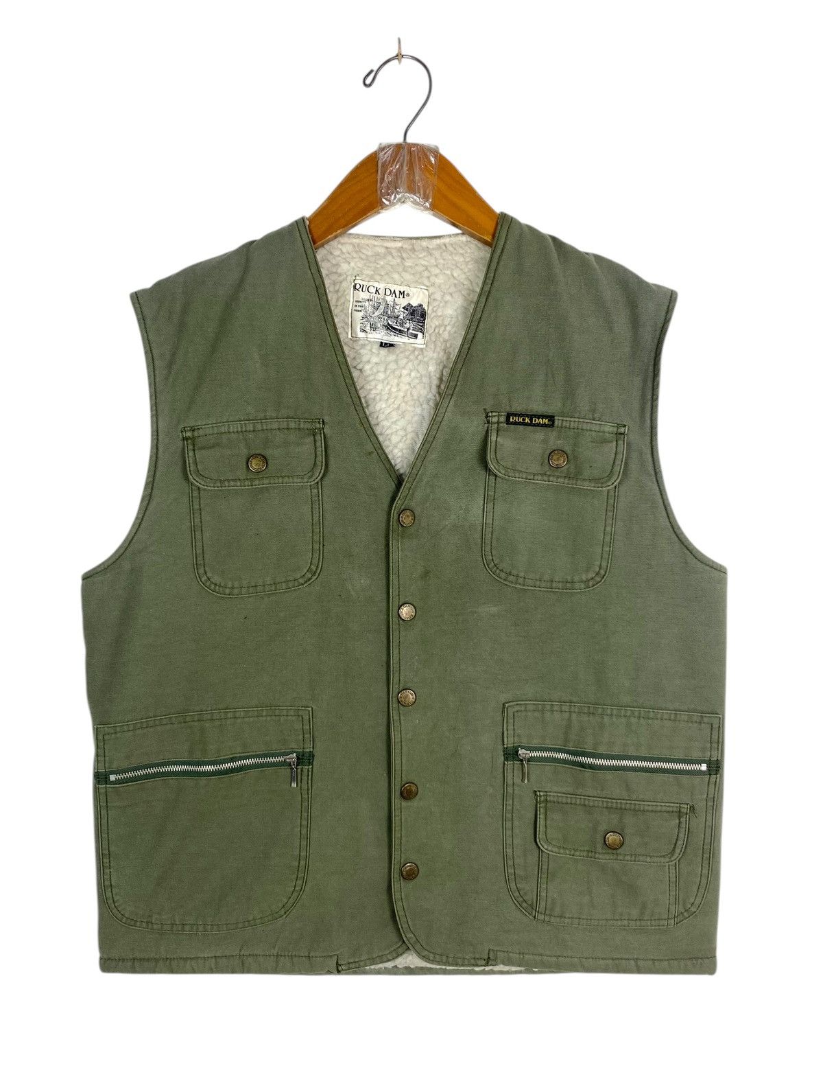 Japanese Brand Rare‼️ Vtg Ruck Dam Shearling Technical Outdoor Vest Jacket Size US S / EU 44-46 / 1 - 1 Thumbnail