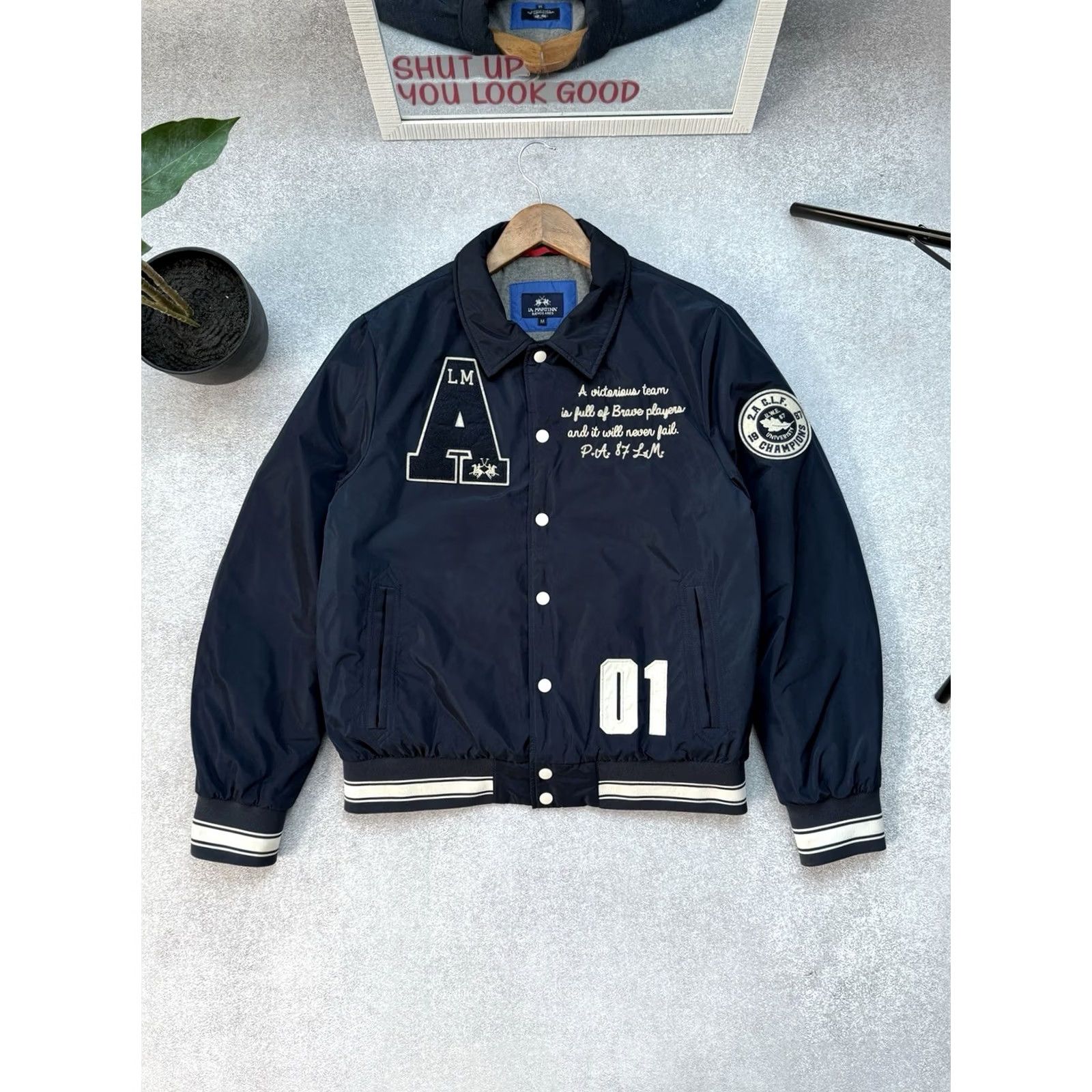 La Martina VINTAGE La Martina Racing Bomber Jacket Men’s Size M Blue Britain Flag 01 Champion Mens Size US M / EU 48-50 / 2 - 2 Thumbnail