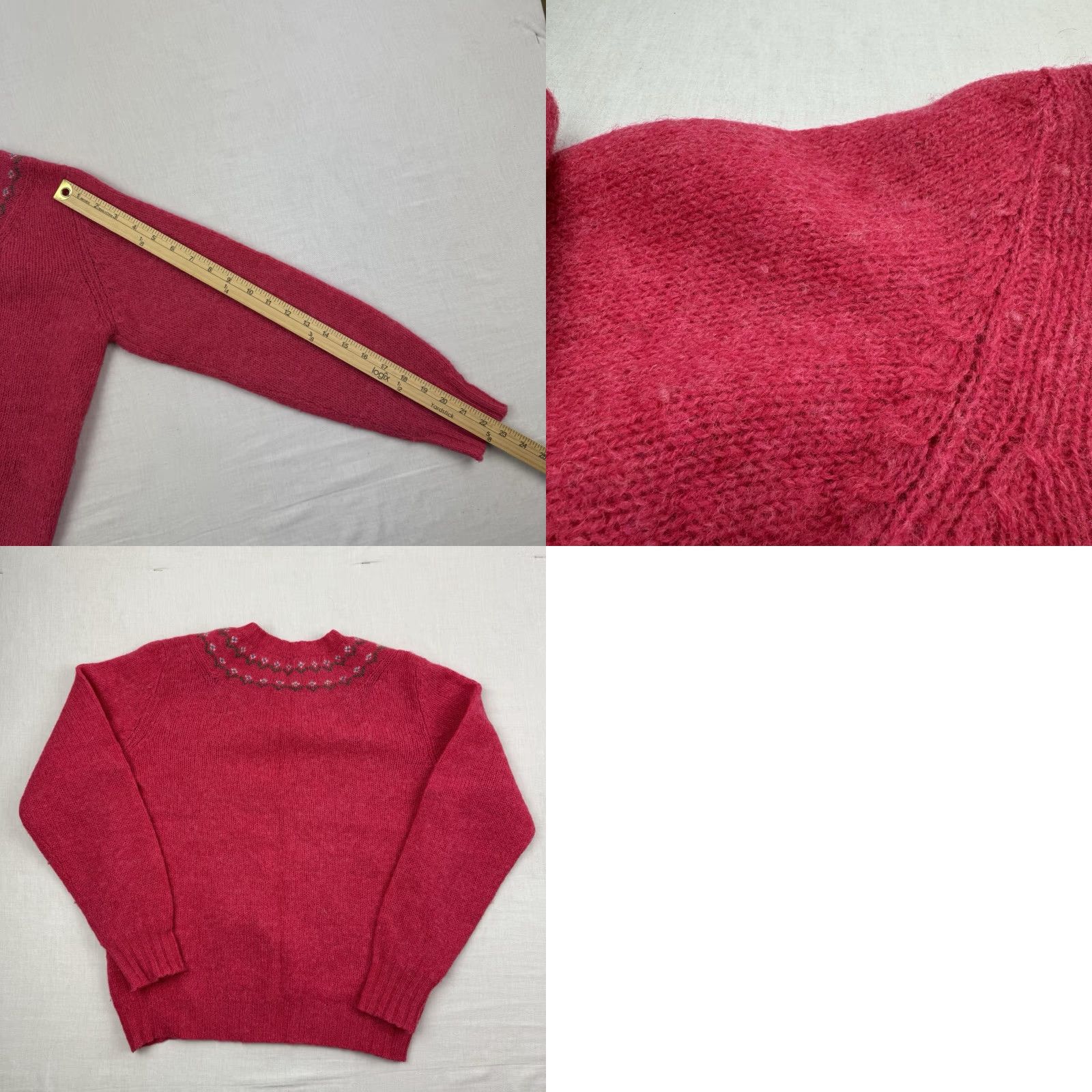Pinko VINTAGE Deans Of Scotland Sweater Womens 38 Pink 1970s 100% Wool Shetland Size S / US 4 / IT 40 - 9 Thumbnail