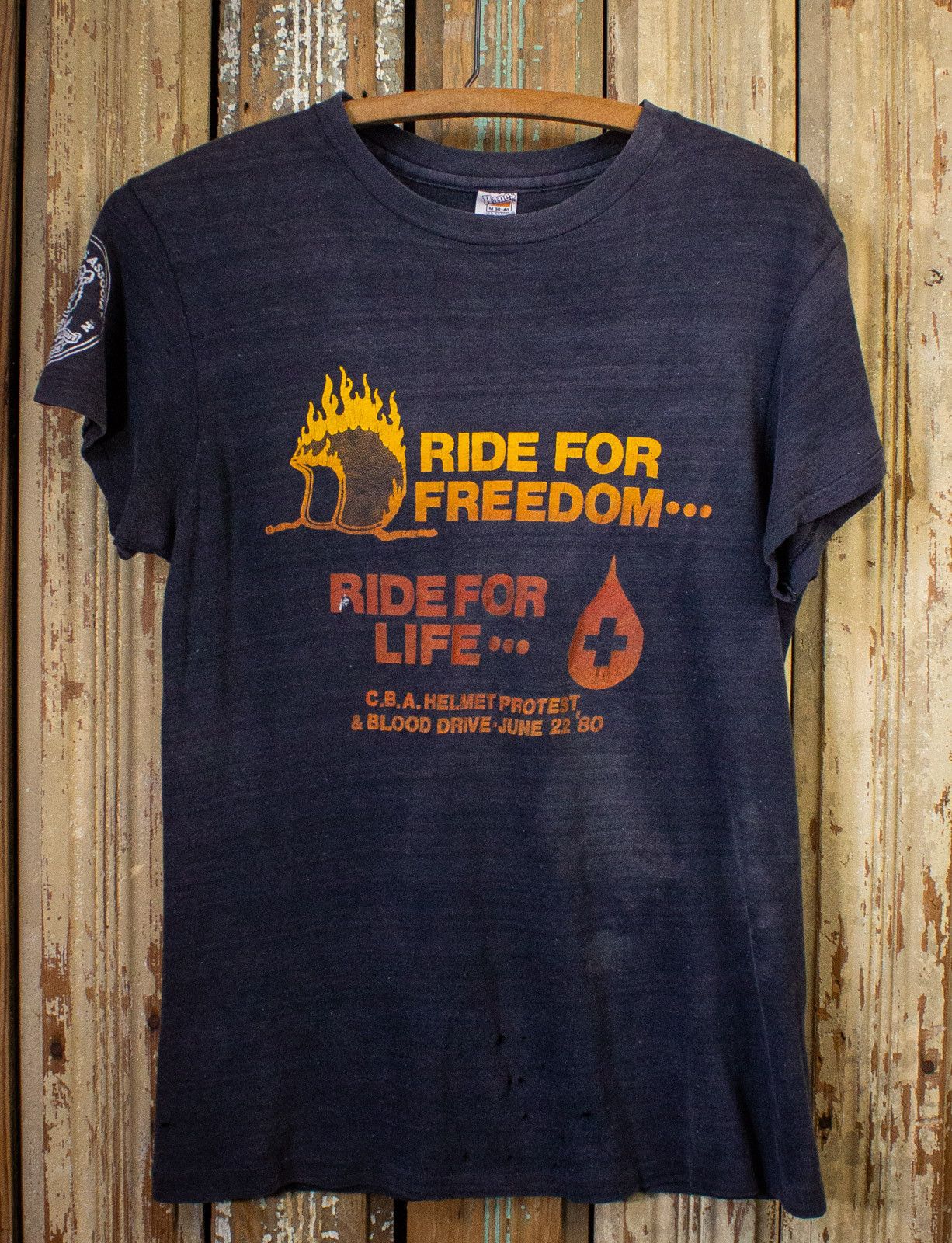 image of Band Tees x Vintage Ride For Freedom T Shirt 70's in Black, Men's (Size Small)