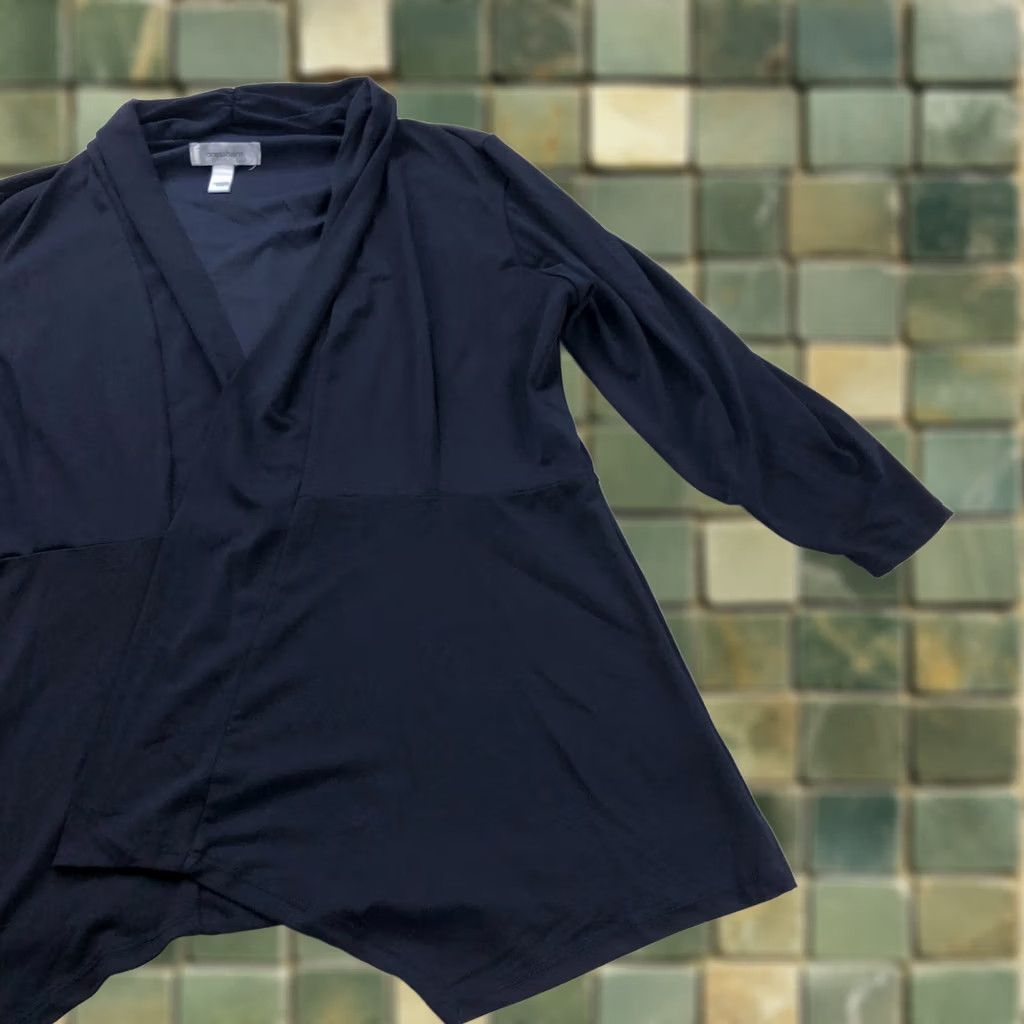 Vintage Dress Barn XL Cardigan Lightweight Womens Blouse Top Navy Blue Polyester Spandex Shirt Dress Barn XL Cardigan Lightweight Navy Blue Womens Blouse Size XL / US 12-14 / IT 48-50 - 1 Thumbnail