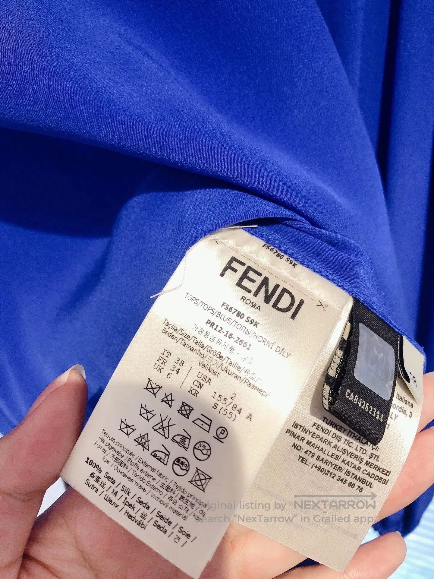 Fendi FENDI Blue Silk Panel Lantern Sleeve Top. Size US S / EU 44-46 / 1 - 8 Thumbnail