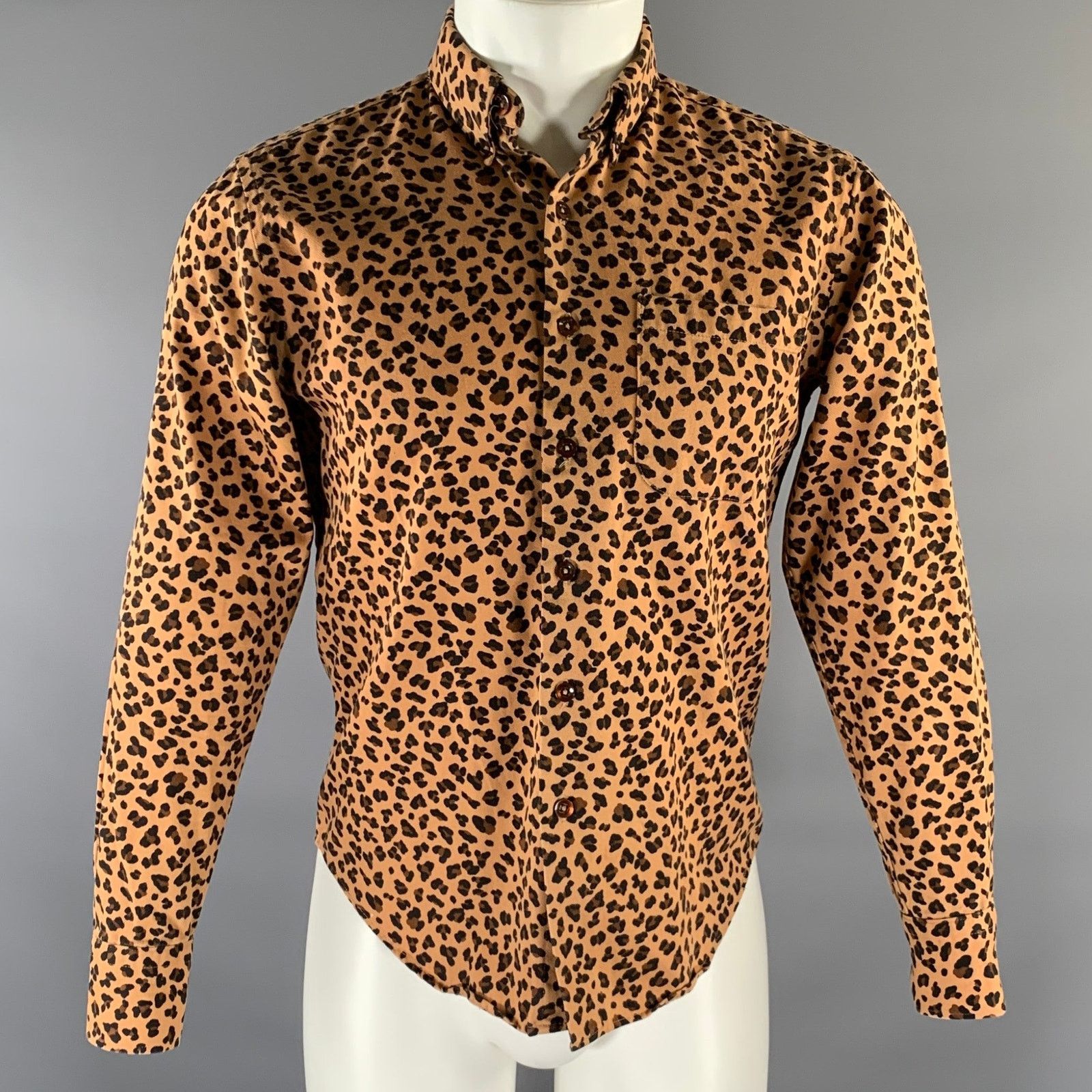Naked & Famous M Brown Black Animal Print Button-Down Shirt Size US M / EU 48-50 / 2 - 1 Thumbnail