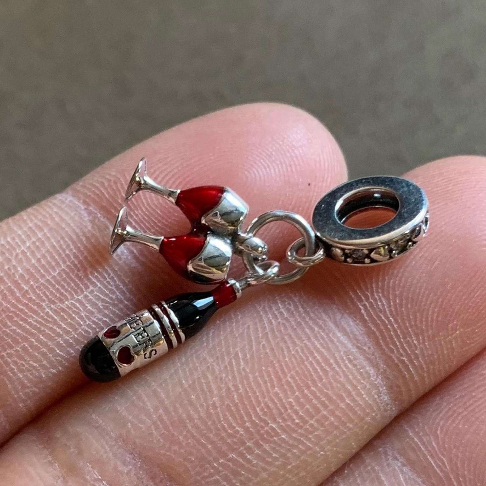 Other NWOT Red Wine & Glasses Dangle Charm Sterling Silver 925 Size ONE SIZE - 8 Thumbnail