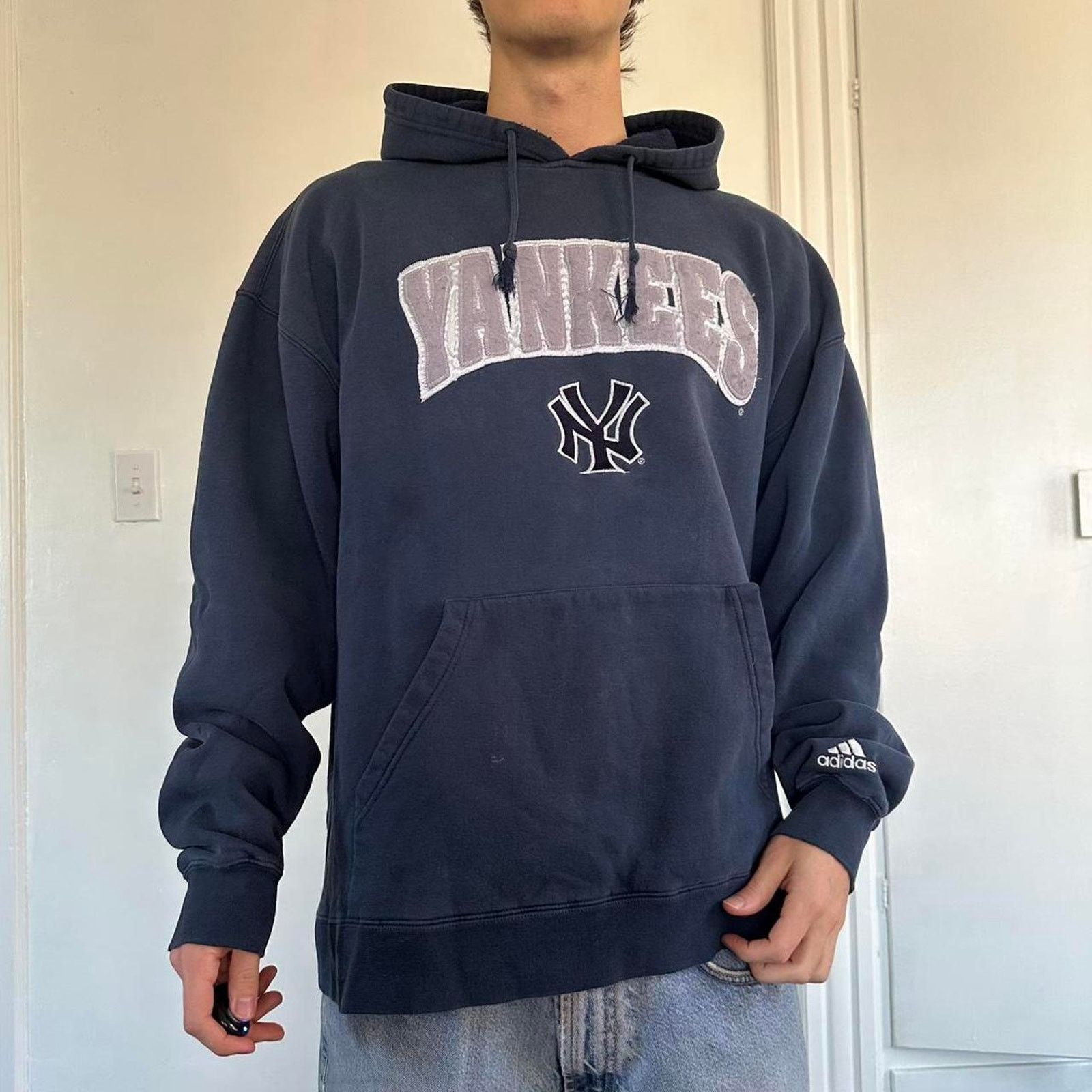 Adidas × Vintage Vintage Y2K Adidas New York Yankees MLB Hoodie Sweatshirt Size US XXL / EU 58 / 5 - 8 Thumbnail