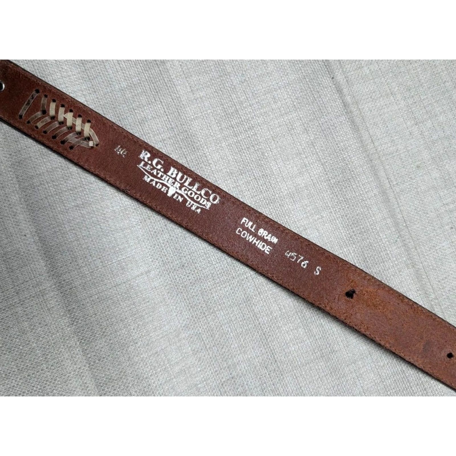 Vintage VINTAGE Bullhide Western Belt 44 Brown Concho Cowhide Leather Men Belt Size 44 - 6 Thumbnail