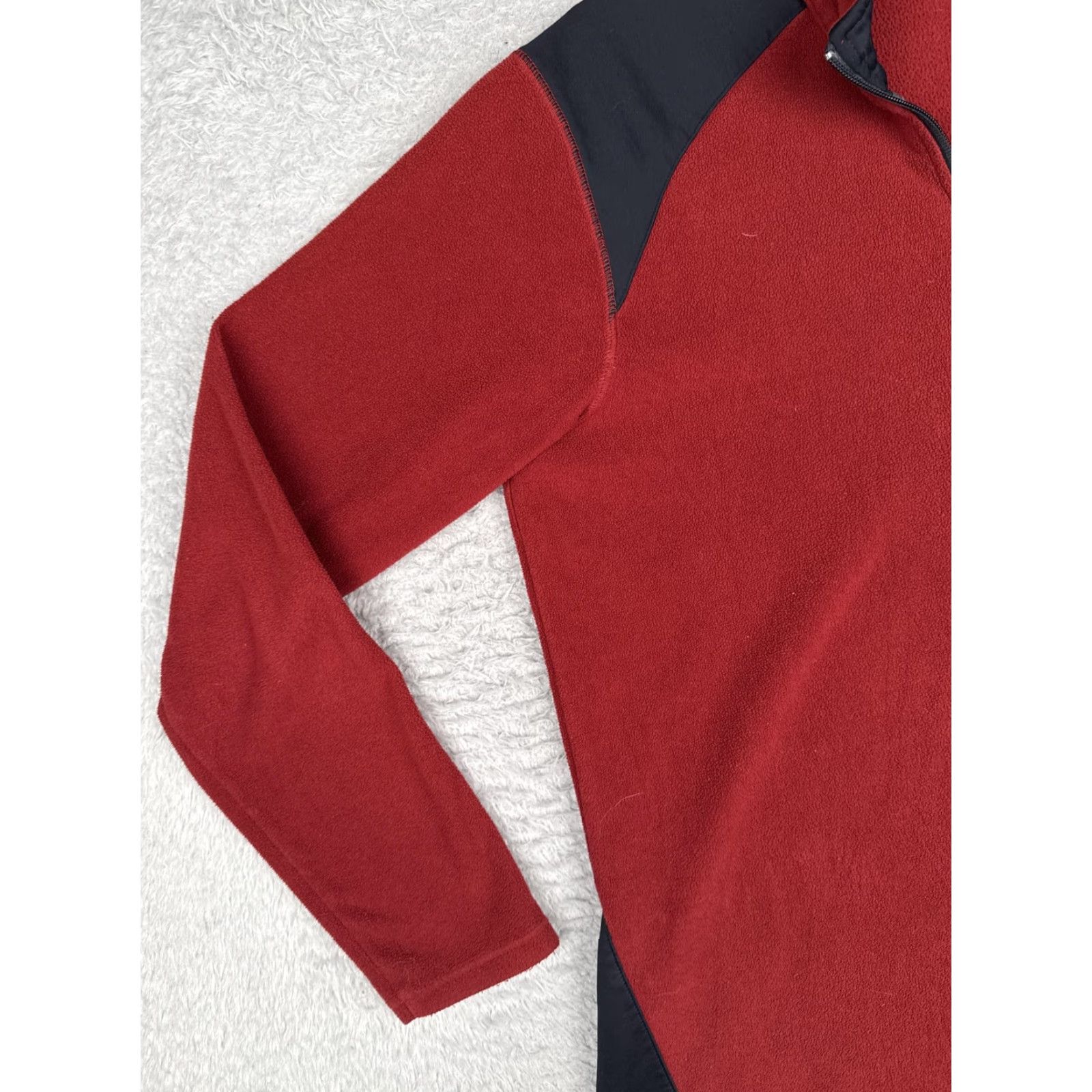 Vintage Columbia Sweater Womens L Red Black Fleece 1/4 Zip Mock Neck Pullover Raglan Sleeve Pockets Size L / US 10 / IT 46 - 3 Thumbnail