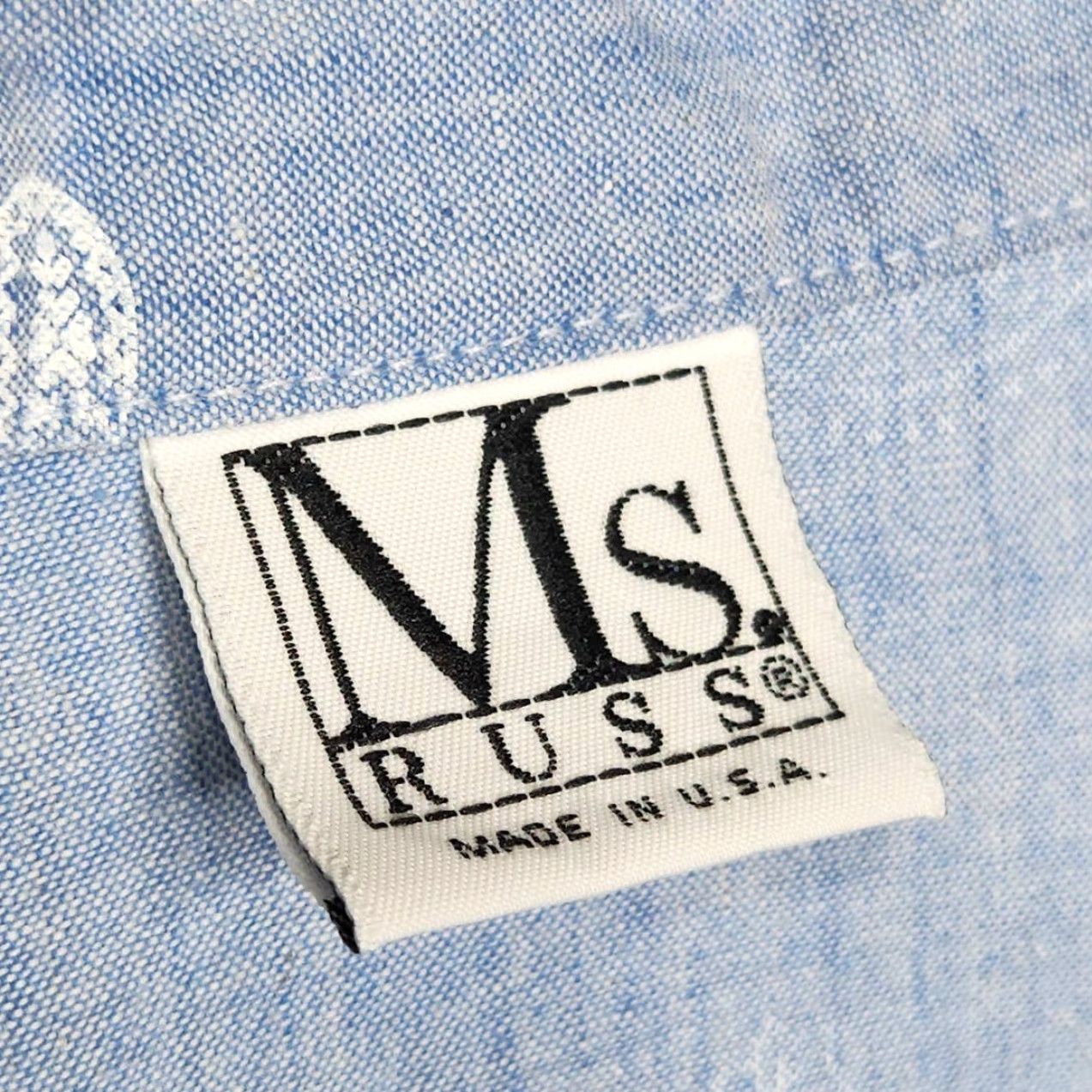 Gloverall VINTAGE Paisley Button Shirt Ms Russ USA Made Blue Unisex Adults L Regular 70s 80s Groovy Button-Up Size L / US 10 / IT 46 - 4 Thumbnail