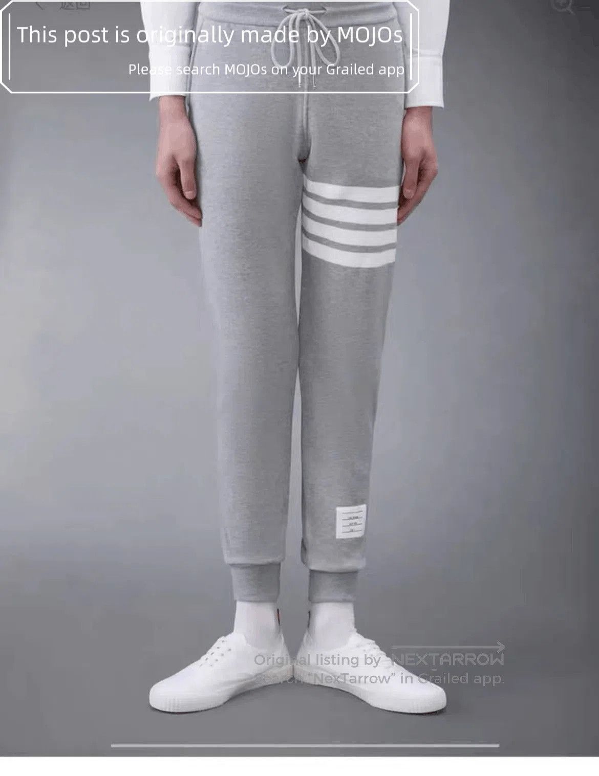 Thom Browne Sz 1 Thom Browne Four White Stripe Gray Sweatpants. Size US 30 / EU 46 - 7 Thumbnail