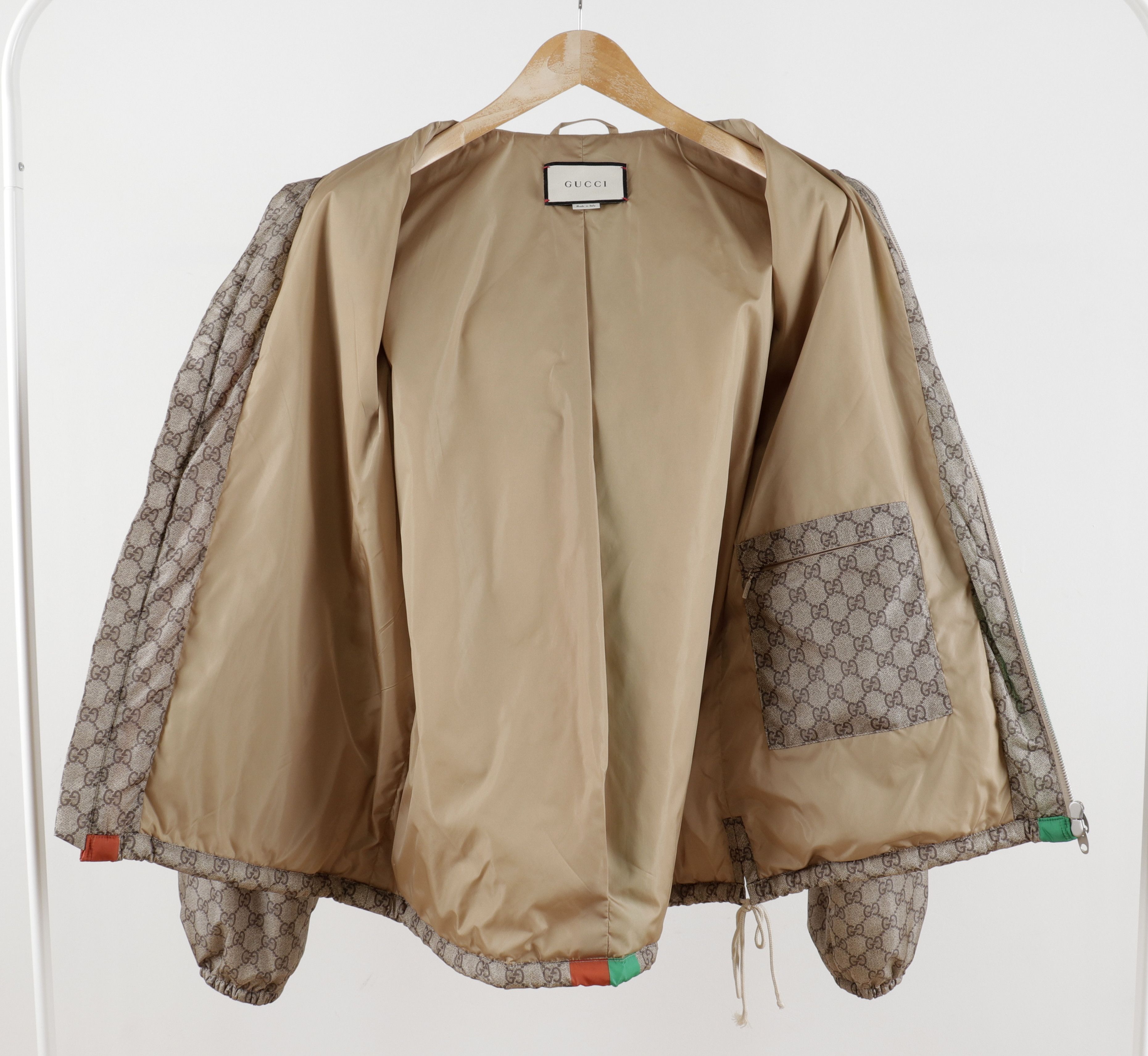 Gucci NWOT Gucci "FAKE NOT" Web Beige GG Monogram Jacket Size US L / EU 52-54 / 3 - 3 Thumbnail