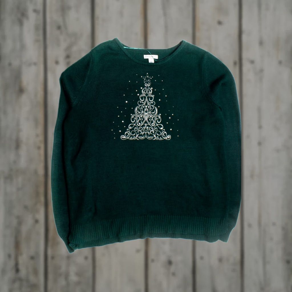 Croft & Barrow VINTAGE Green Ugly Christmas Pullover 60061 Large Green Croft & Barrow Christmas Tree Pullover Mens Women’s XL Fits Like Womens XL Mens Large Size L / US 10 / IT 46 - 1 Thumbnail