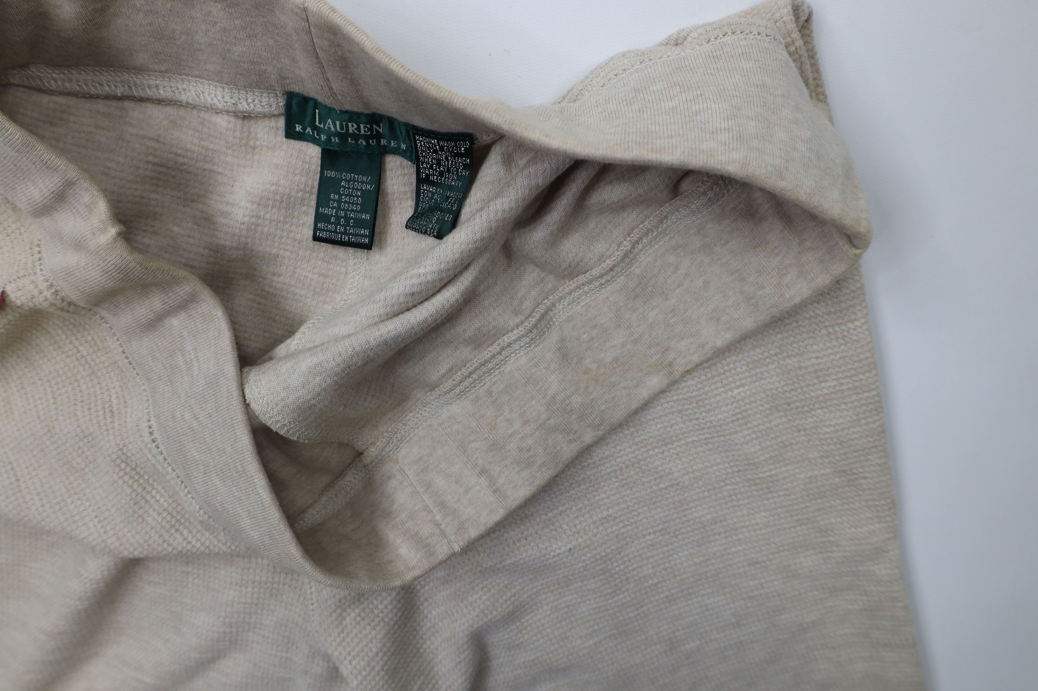 Ralph Lauren × Vintage Vintage 90s Ralph Lauren Waffle Knit Wide Leg Pants Beige Size 34" / US 12 / IT 48 - 10 Thumbnail