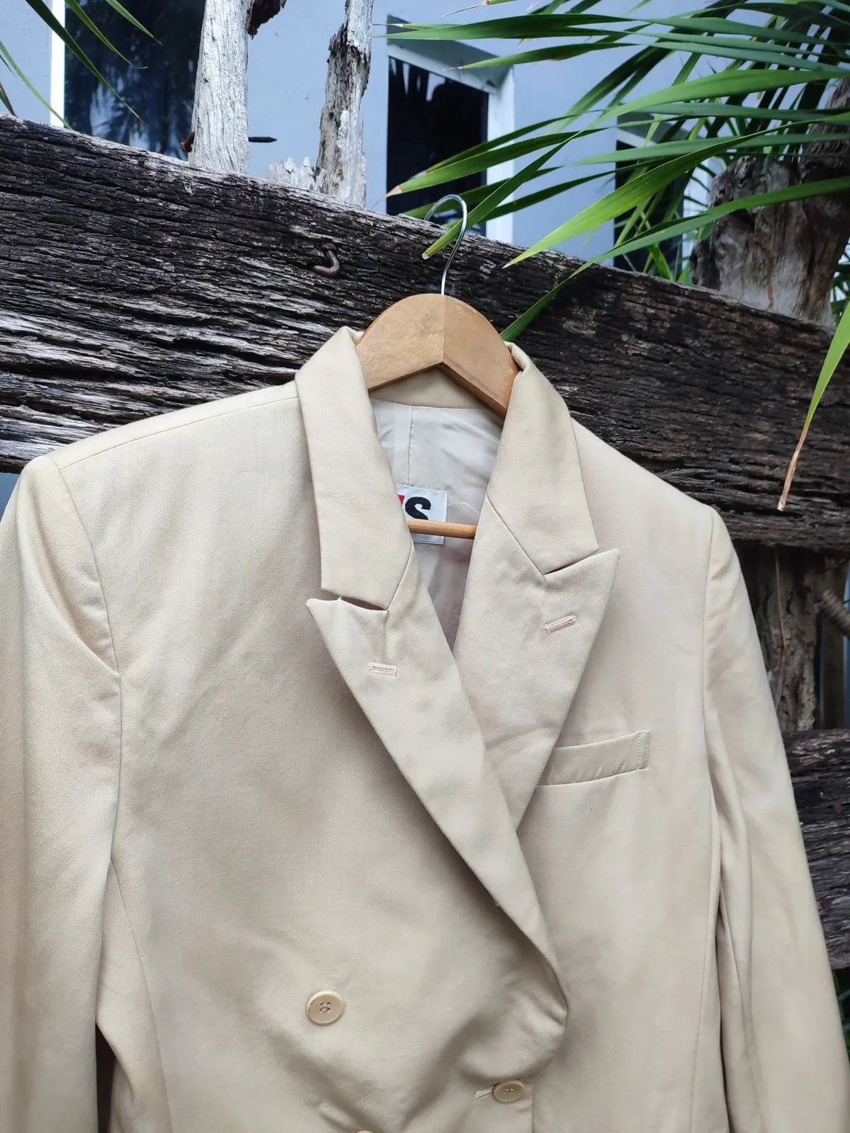 Issey Miyake Vintage Late 1980s Issey Sport Double-Breasted Beige Blazer Size M / US 6-8 / IT 42-44 - 3 Thumbnail
