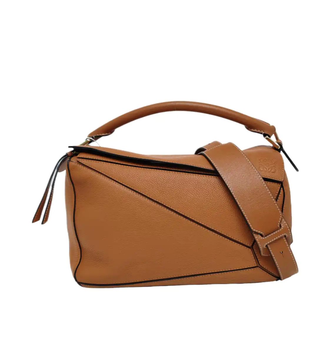 Loewe Puzzle Medium Brown Cowhide Leather Geometric Bag Shoulder Bag Handbag Cro, Women's