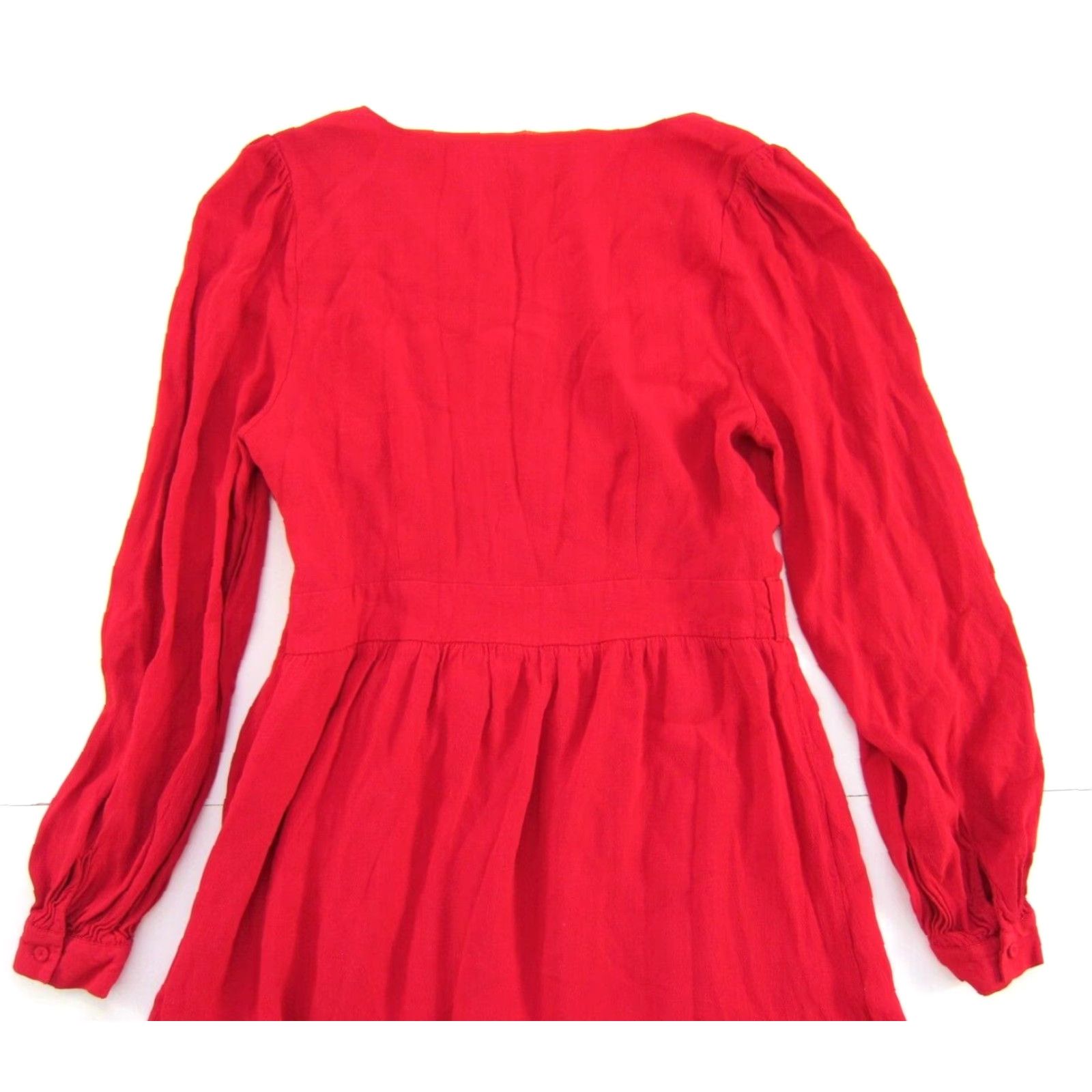 Vintage a loves a Red Dress Midi Wrap V-Neck Long Sleeve 100% Rayon Medium Womens Size M / US 6-8 / IT 42-44 - 5 Thumbnail