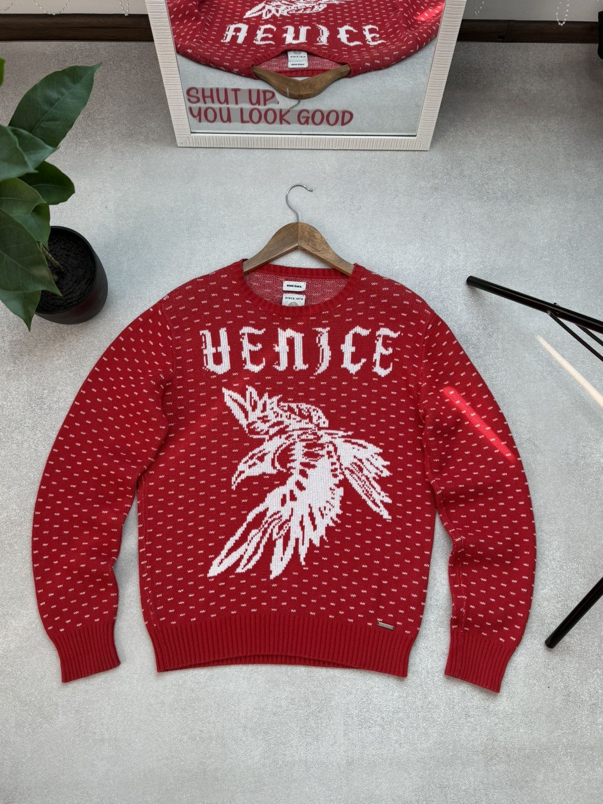 Diesel Diesel Venice Rare Sweater Men’s Pullover Eagle Red White Size US M / EU 48-50 / 2 - 2 Thumbnail