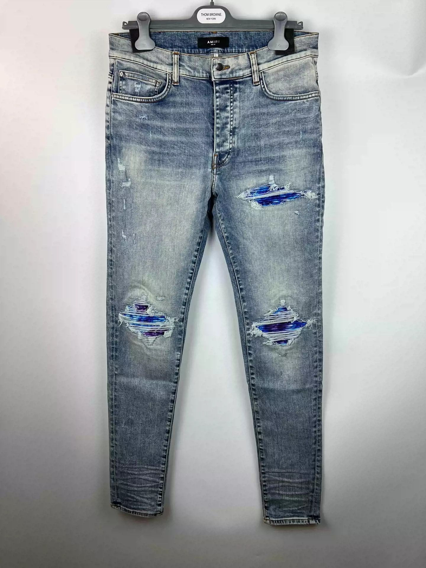 Amiri Amiri new blue and purple gradient patchwork mx1 jeans Size US 31 - 1 Thumbnail