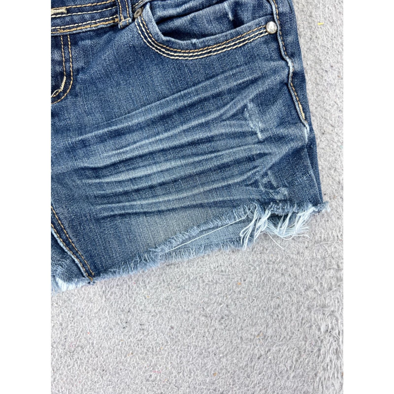 Vintage Premier Shorts Womens 7 Blue Denim Jean Distressed Cutoff Cotton Blend 30x3 Size 28" / US 6 / IT 42 - 2 Thumbnail