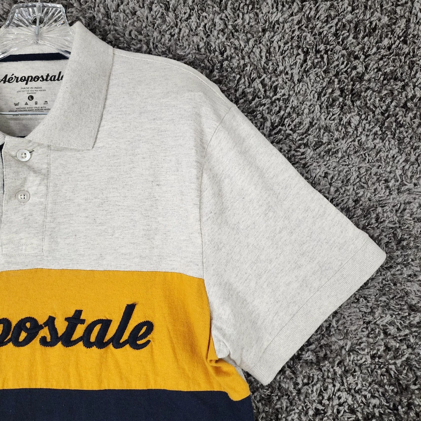 Vintage AÉROPOSTALE Polo Shirt Mens Short Sleeve Size L Blue/Grey Modern Classic Polo Shirt Mens L Blue Size US L / EU 52-54 / 3 - 3 Thumbnail
