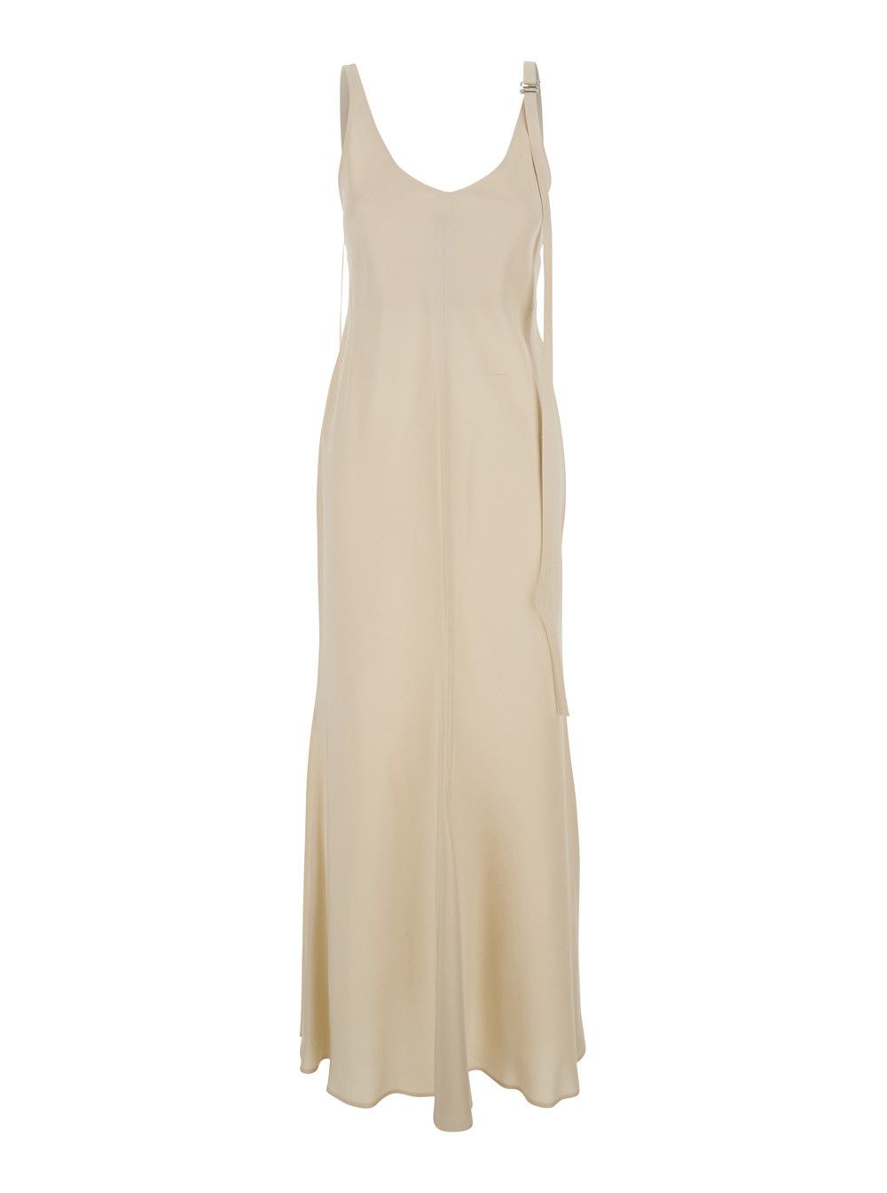 Sportmax 'Unione' Beige Long Dress with V-Neck and Adjustable Straps in Viscose Woman Size M / US 6-8 / IT 42-44 - 1 Thumbnail