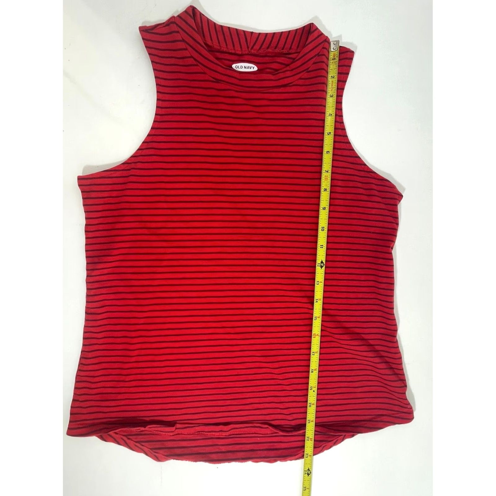 Old Navy Old Navy Tank Top Women Small Mock Neck Red Black Striped Style#480720-03 Size S / US 4 / IT 40 - 6 Thumbnail