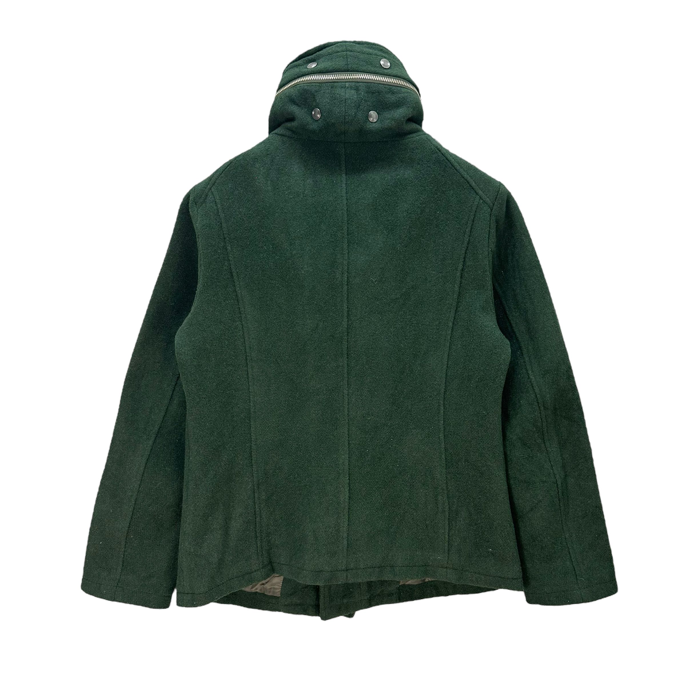 Tornado Mart TORNADO MART GREEN WOOL HOODED ASYMMETRIC JACKET #8330-004 Size L / US 10 / IT 46 - 12 Thumbnail