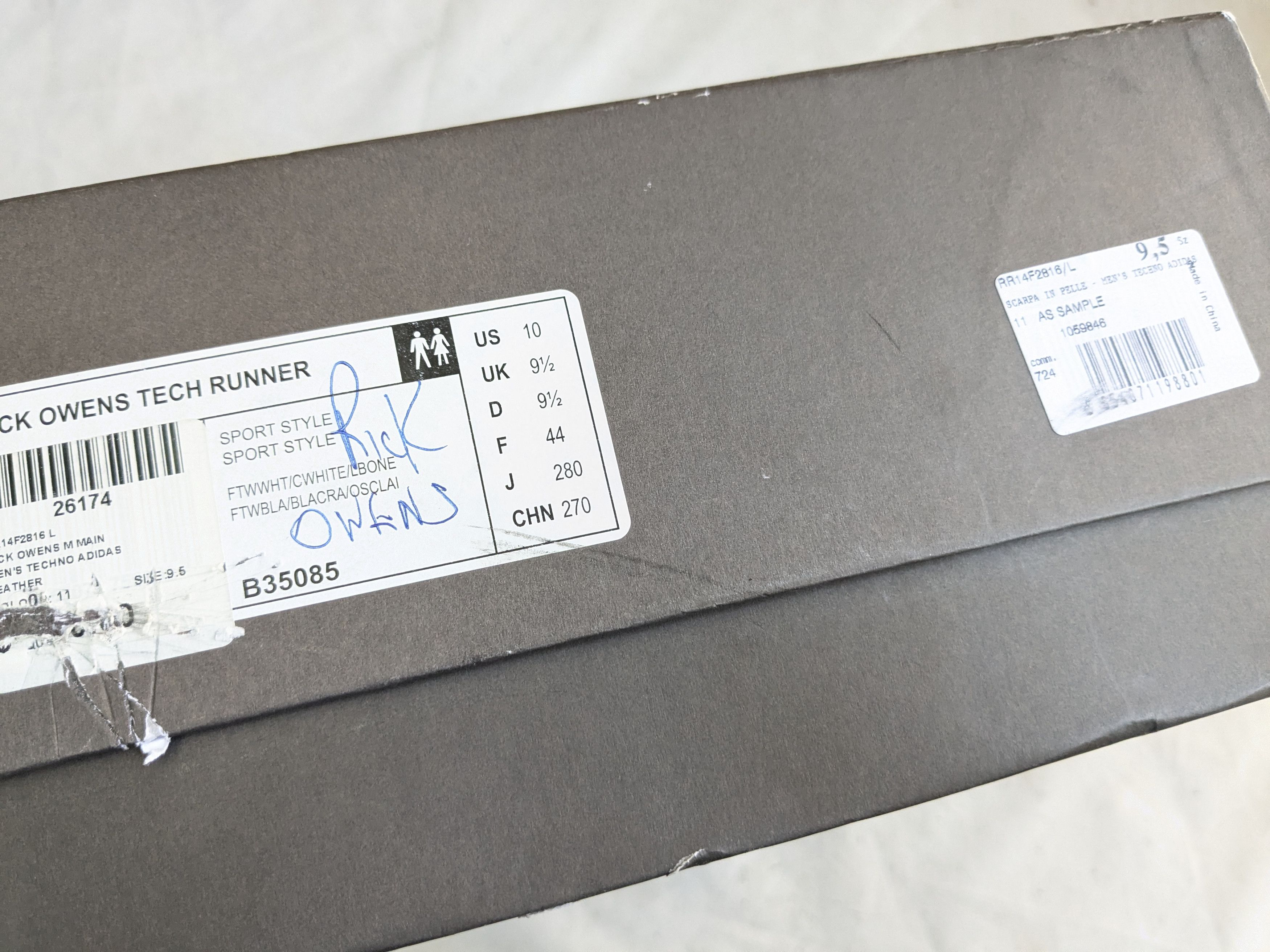 Adidas × Rick Owens Adidas x Rick Owens Tech Runner White Gray 11 B35085 Size US 11 / EU 44 - 16 Thumbnail