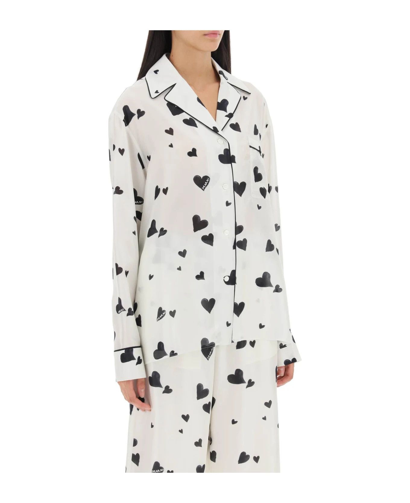 Marni o1y1125 Patterned Shirt in White/Black Size XS / US 0-2 / IT 36-38 - 2 Thumbnail