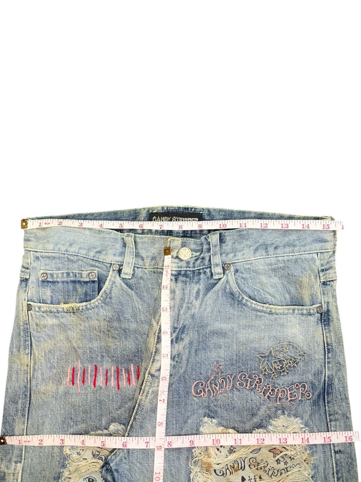 Undercover Vintage Candy Stripper Distress Punk Studded Jeans Size 31" - 6 Thumbnail