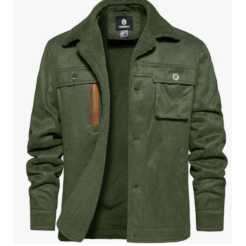 The Unbranded Brand Mens Army Green Sherpa Lined Jacket Lapel CottonEXTRALARGE Size US XL / EU 56 / 4 - 1 Thumbnail