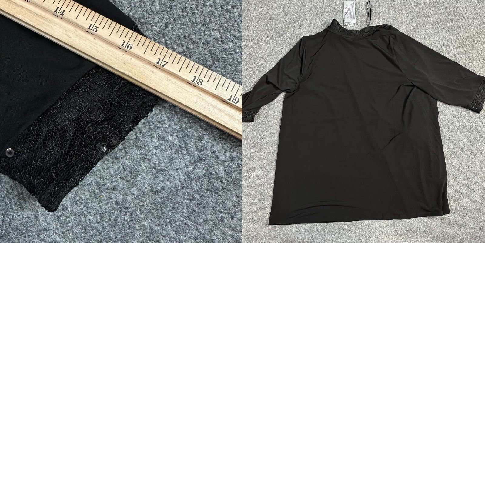 Vintage Catherines Blouse 22W Black Solid 3/4 Sleeve Plus Wrap Womens Top Size 3XL / US 20-22 - 8 Thumbnail