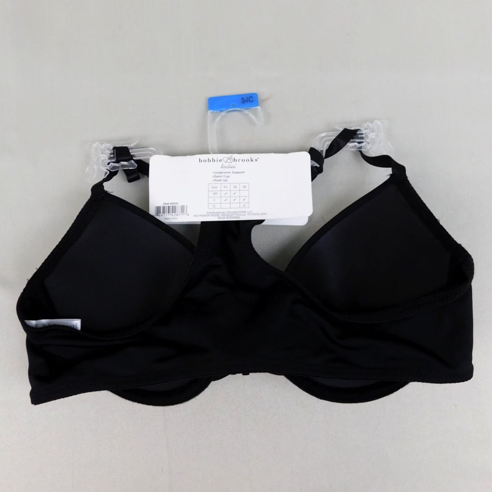 Vintage Bobbie Brooks 34C Black Microfiber Racerback Push Up Underwire Bra Demi Cup Front Closure Straps Adjustable Padded Size ONE SIZE - 4 Thumbnail