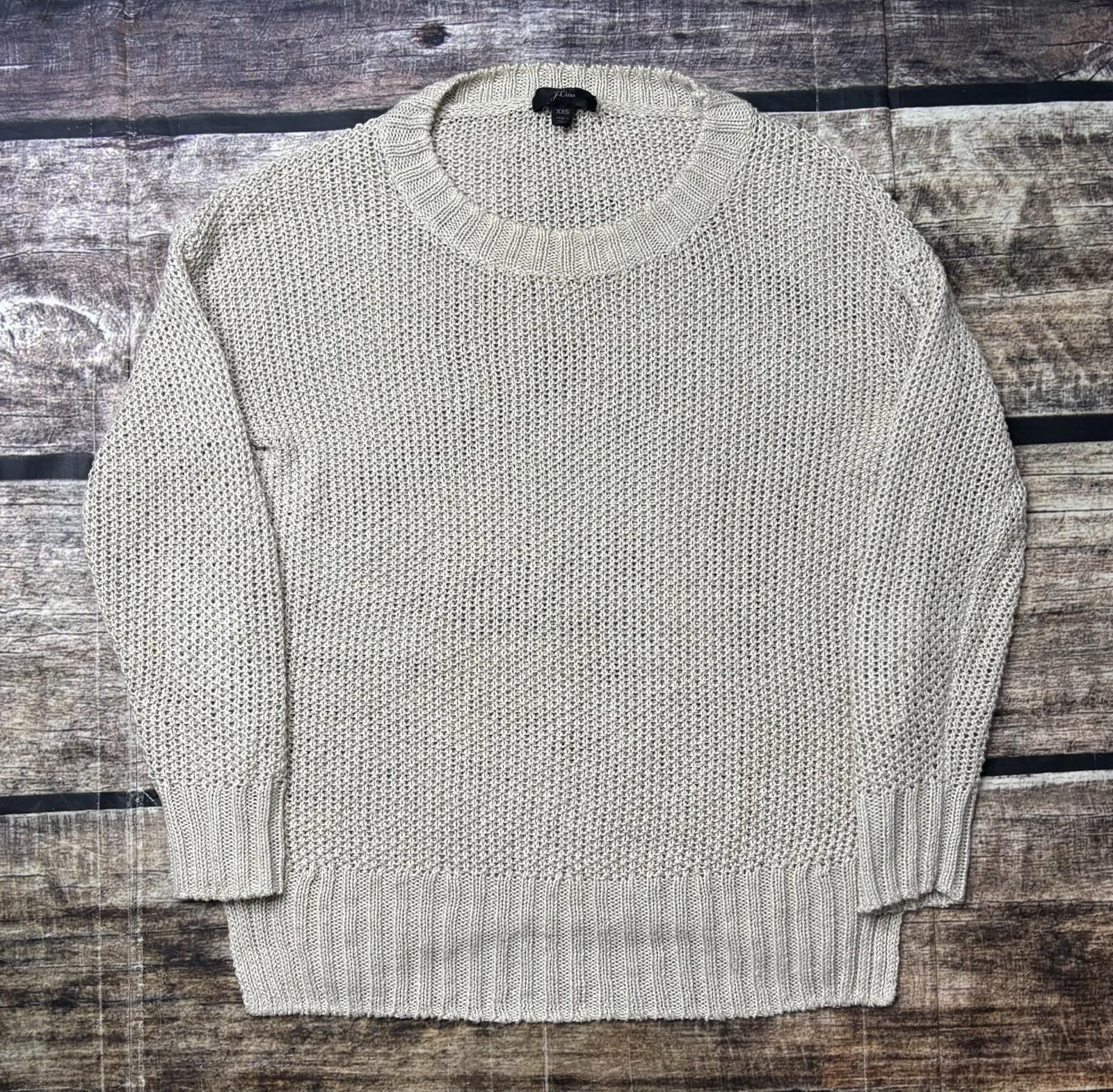 J.Crew J Crew Sweater Women XXS Linen Open Knit Crochet Pullover Size XS / US 0-2 / IT 36-38 - 1 Thumbnail