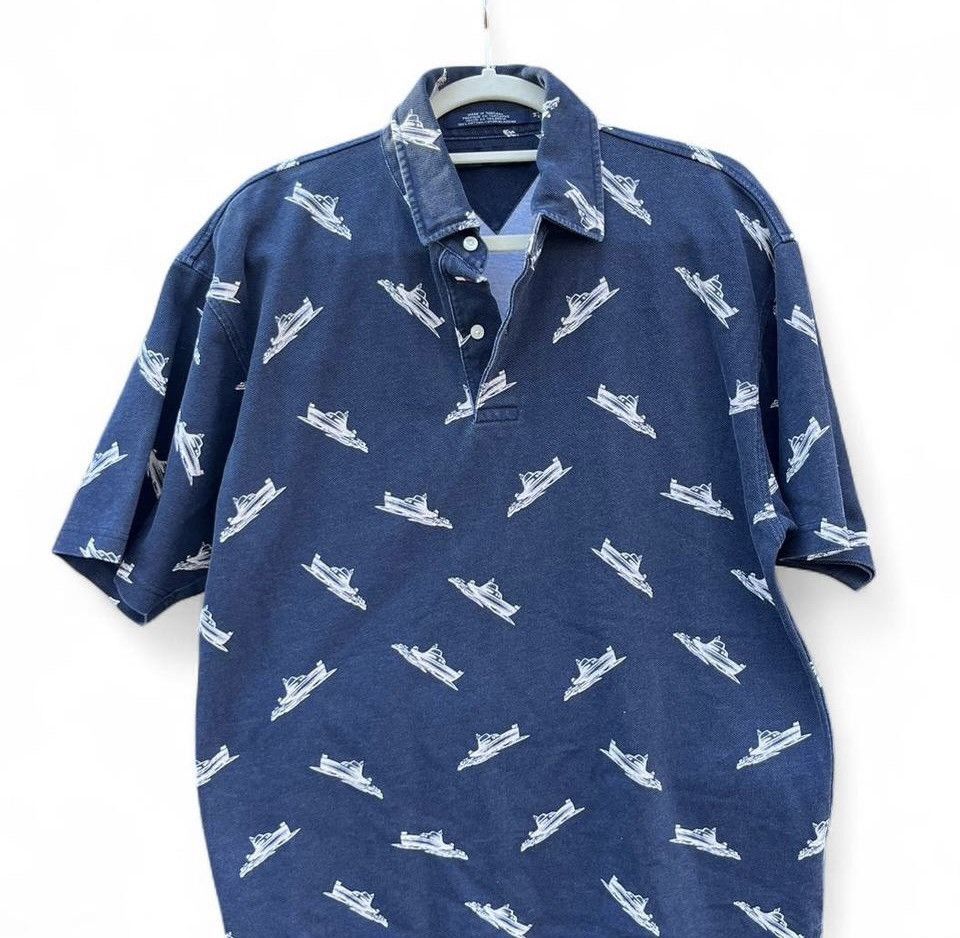 Tommy Hilfiger Tommy Hilfiger Navy Polo with White Boat Print Size US M / EU 48-50 / 2 - 1 Thumbnail
