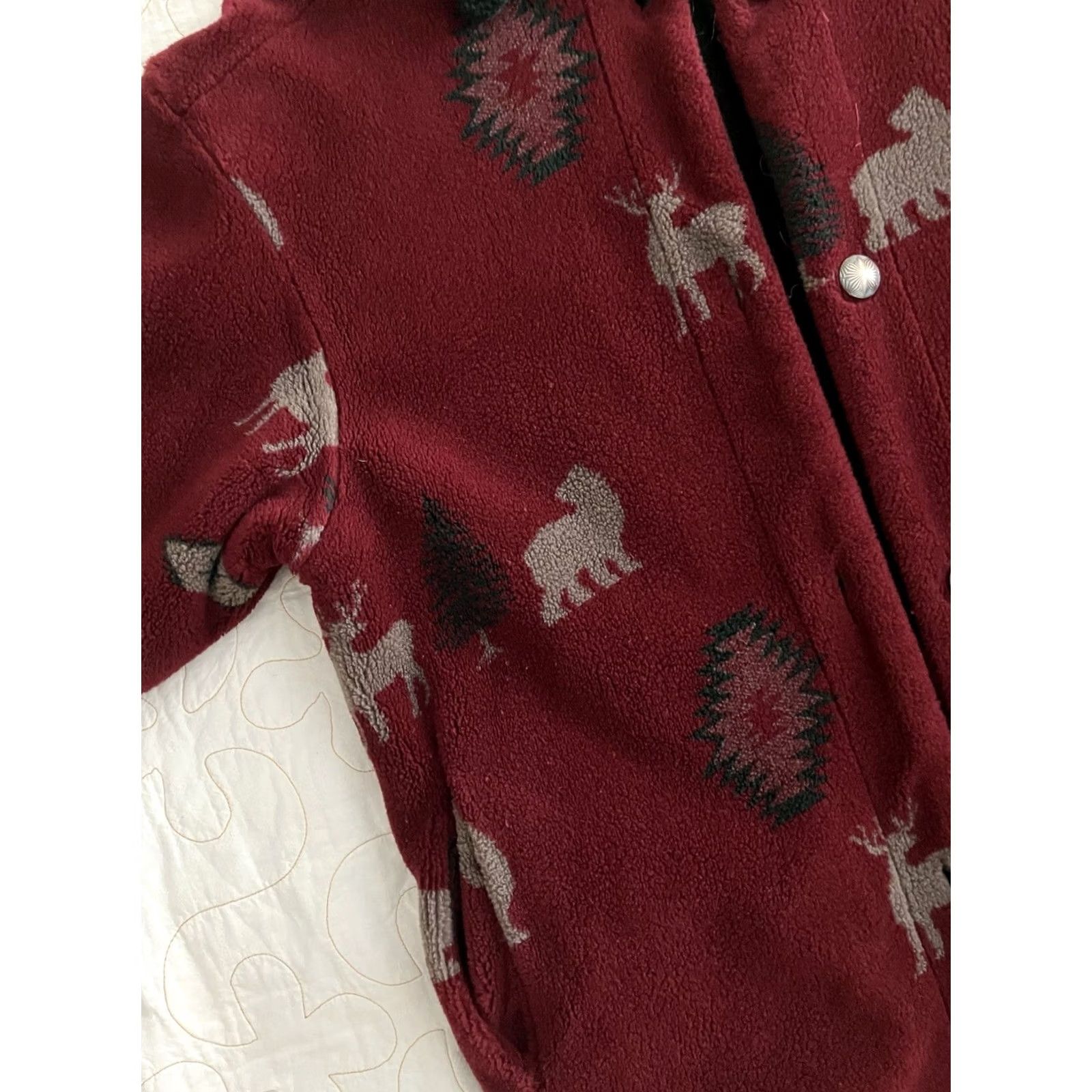 Vintage VINTAGE Denali Jacket Southwestern Bears Deer Oversized Button M Hoodie Pockets Reversible Zip Fade Red/Black/Tan Women Size M Size M / US 6-8 / IT 42-44 - 8 Thumbnail
