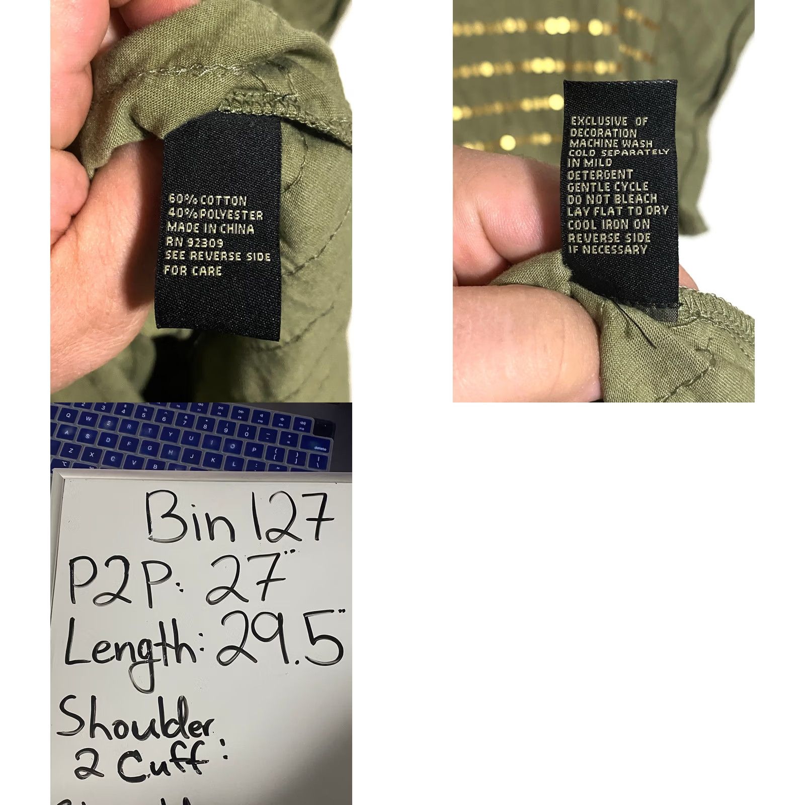 Olive VINTAGE? No. DG2 Diane Gilman DG2 Gold Sequin Olive Green Shirt Blouse Womens Plus 3X NWT Stretch Size XXL / US 16-18 / IT 52-54 - 8 Thumbnail