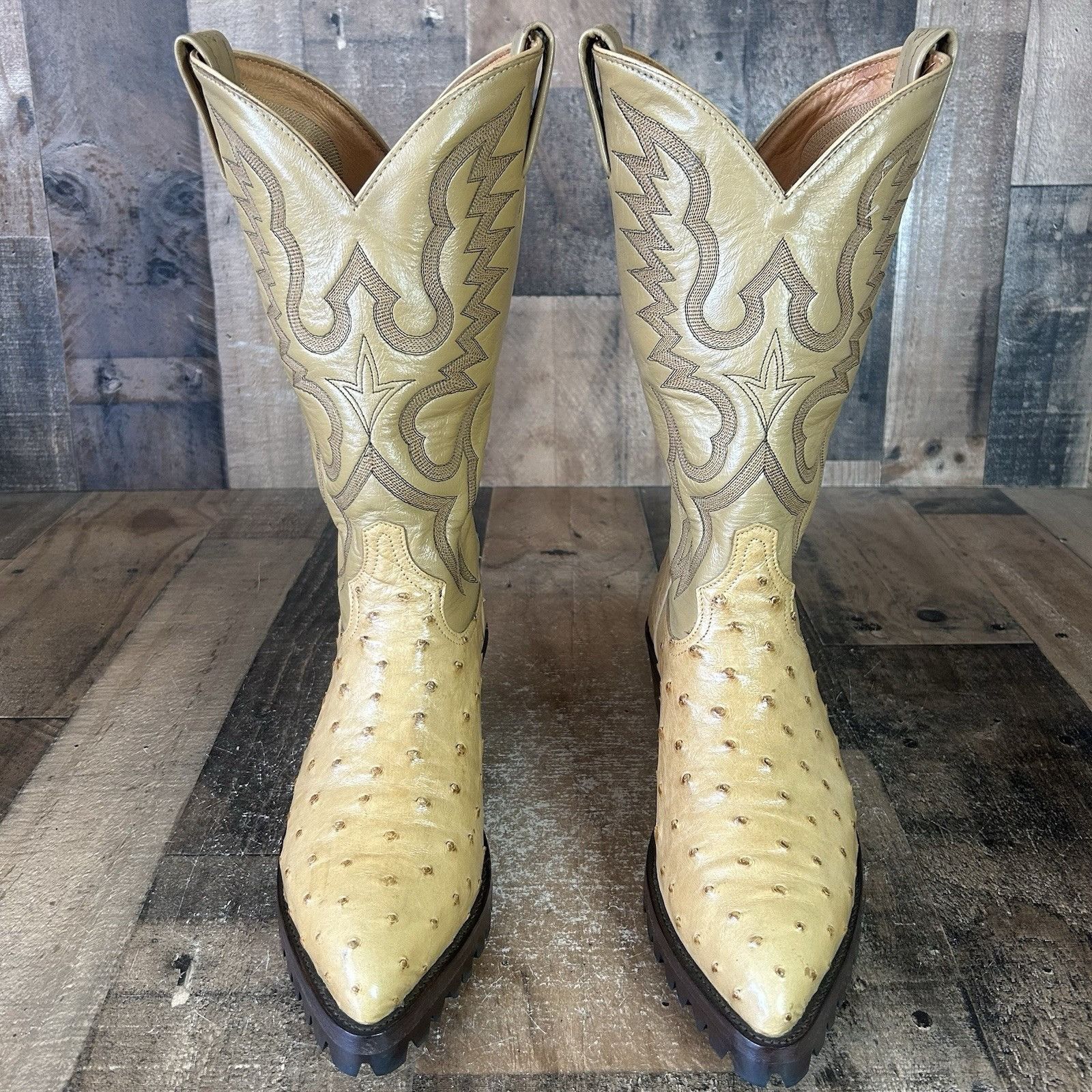 Tony Lama Tony Lama Vintage Lug Sole Ostrich Cowboy Boots Mens 9.5 EE Size US 9.5 / EU 42-43 - 1 Thumbnail
