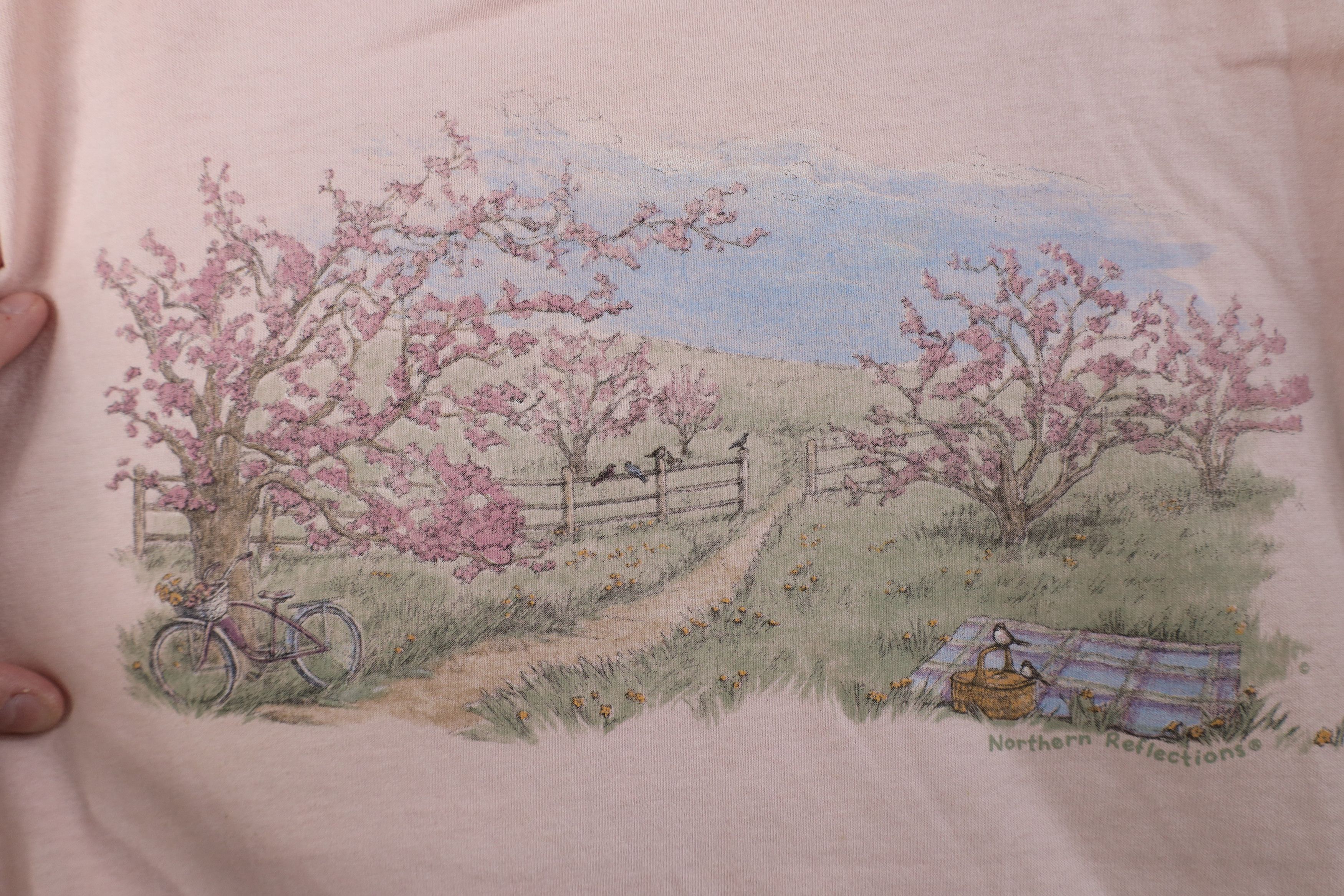 Vintage Vintage 90s Streetwear Country Farm Field T-Shirt Pink Size L / US 10 / IT 46 - 4 Thumbnail