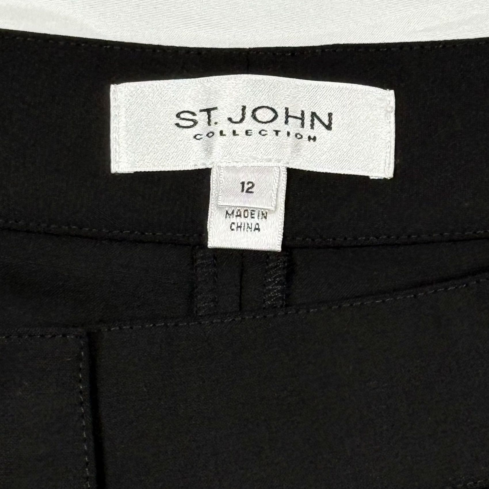 St. John St John Collection Pants Trouser 12 Black Wool Stretch Dress Straight Leg Career Size 34" / US 12 / IT 48 - 5 Thumbnail