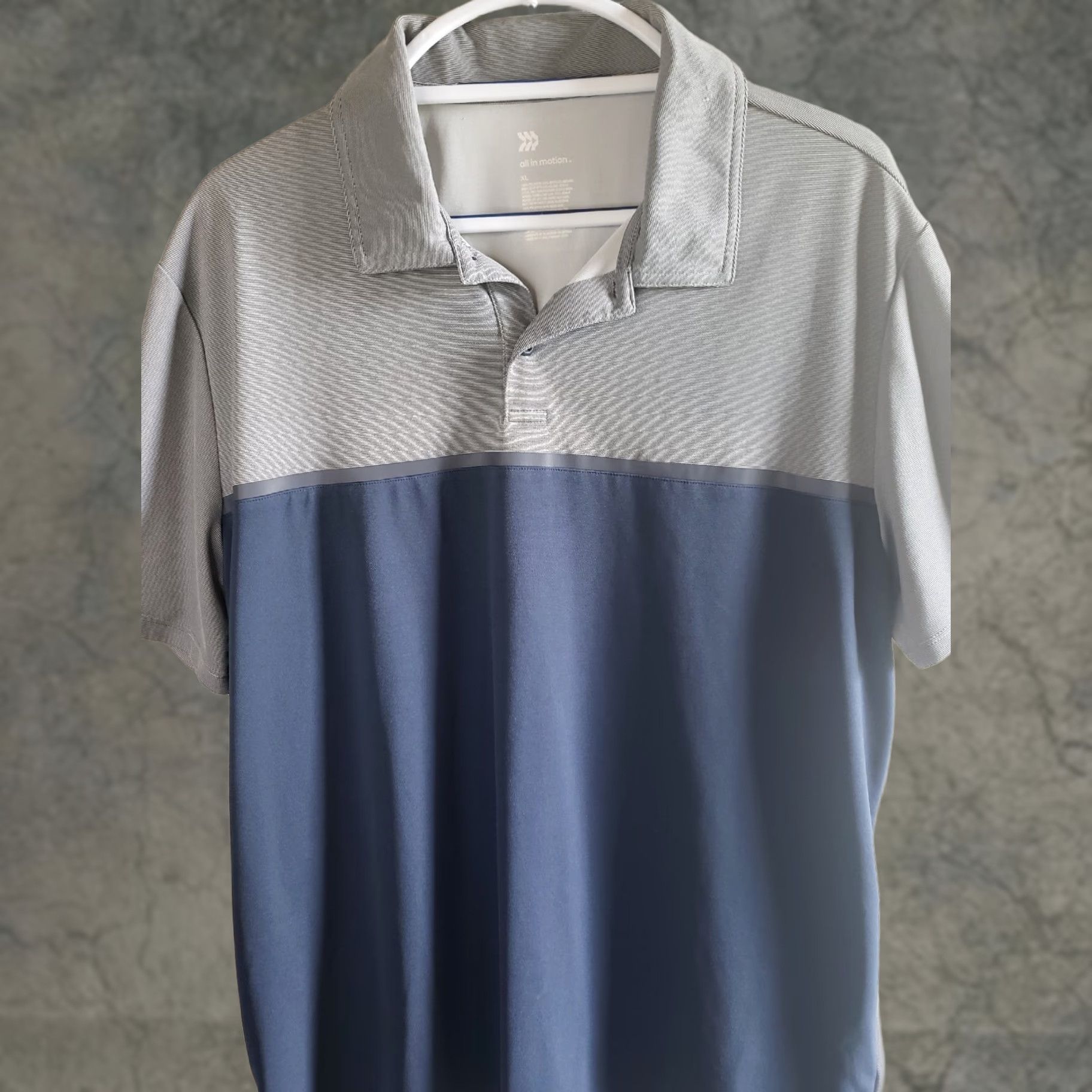 Vintage ALL IN MOTION Polo Shirt Gray Blue Stripe Golf XL Men Size US XL / EU 56 / 4 - 1 Thumbnail
